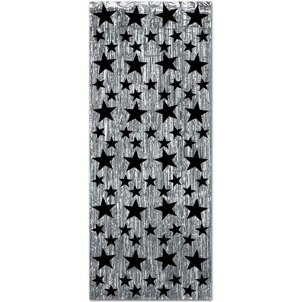 Decorative Curtains - Silver & Black 8' x 3' 2