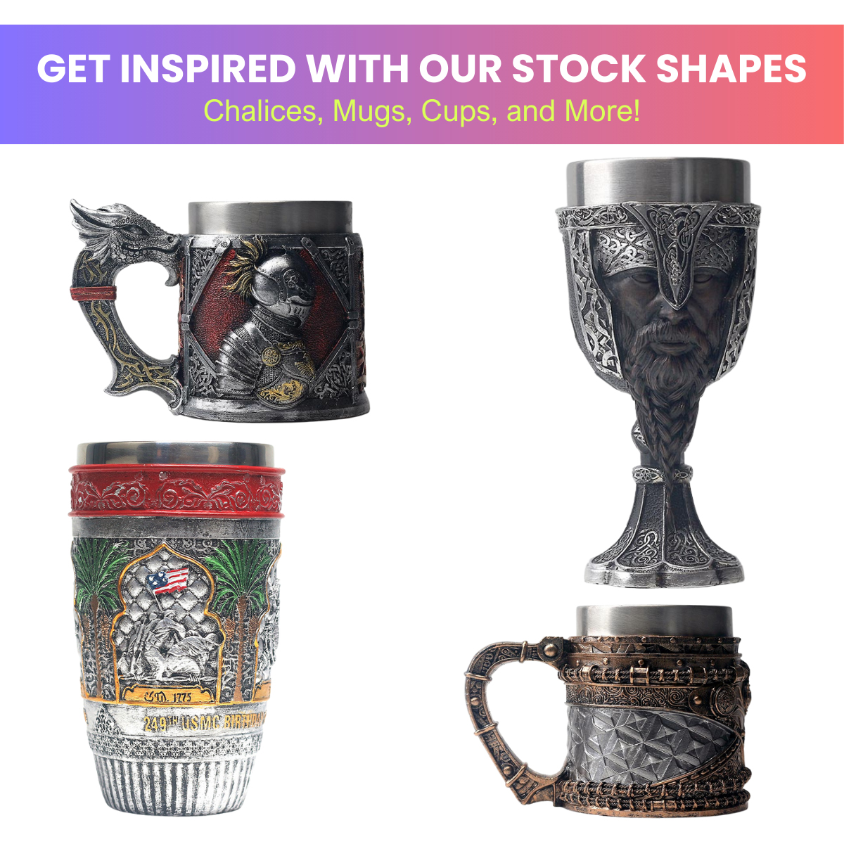 EpicMug Customizable Resin Molded Exterior Mug - Stainless Steel 550ML 38