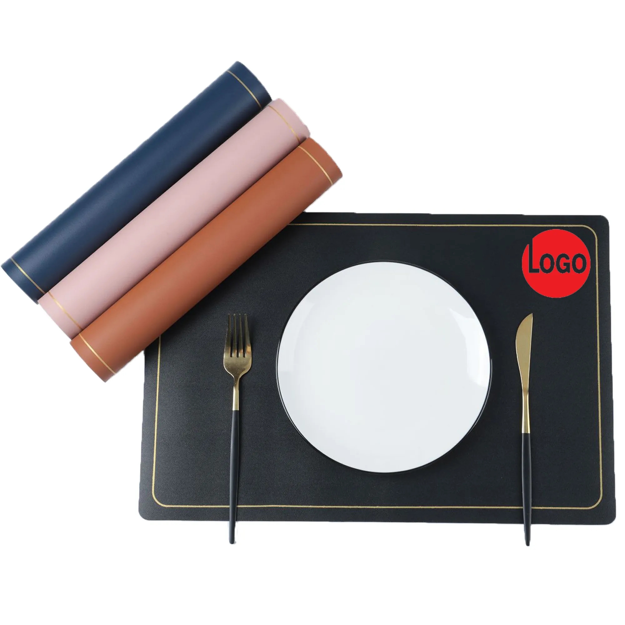 Square Leather Dining Mat 23