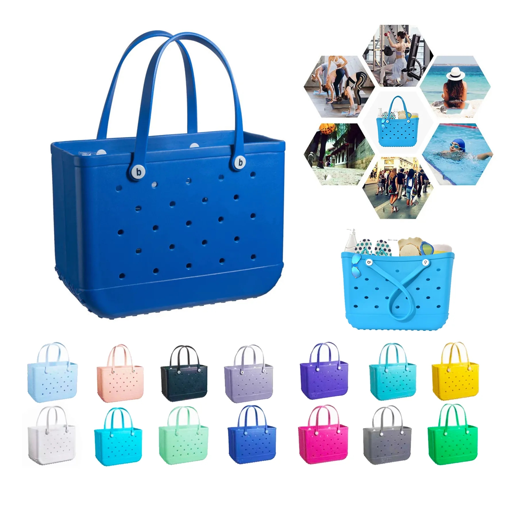 EVA Rubber Beach Bag, custom tote bag with logo imprint 14