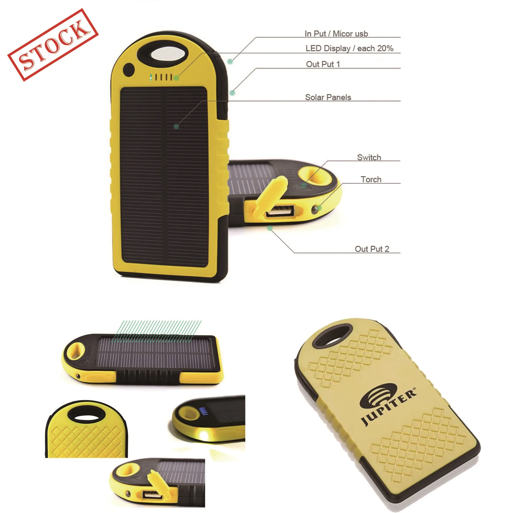 Fast Shipping! 5000mAh Cell Phone Custom Solar Charger 13