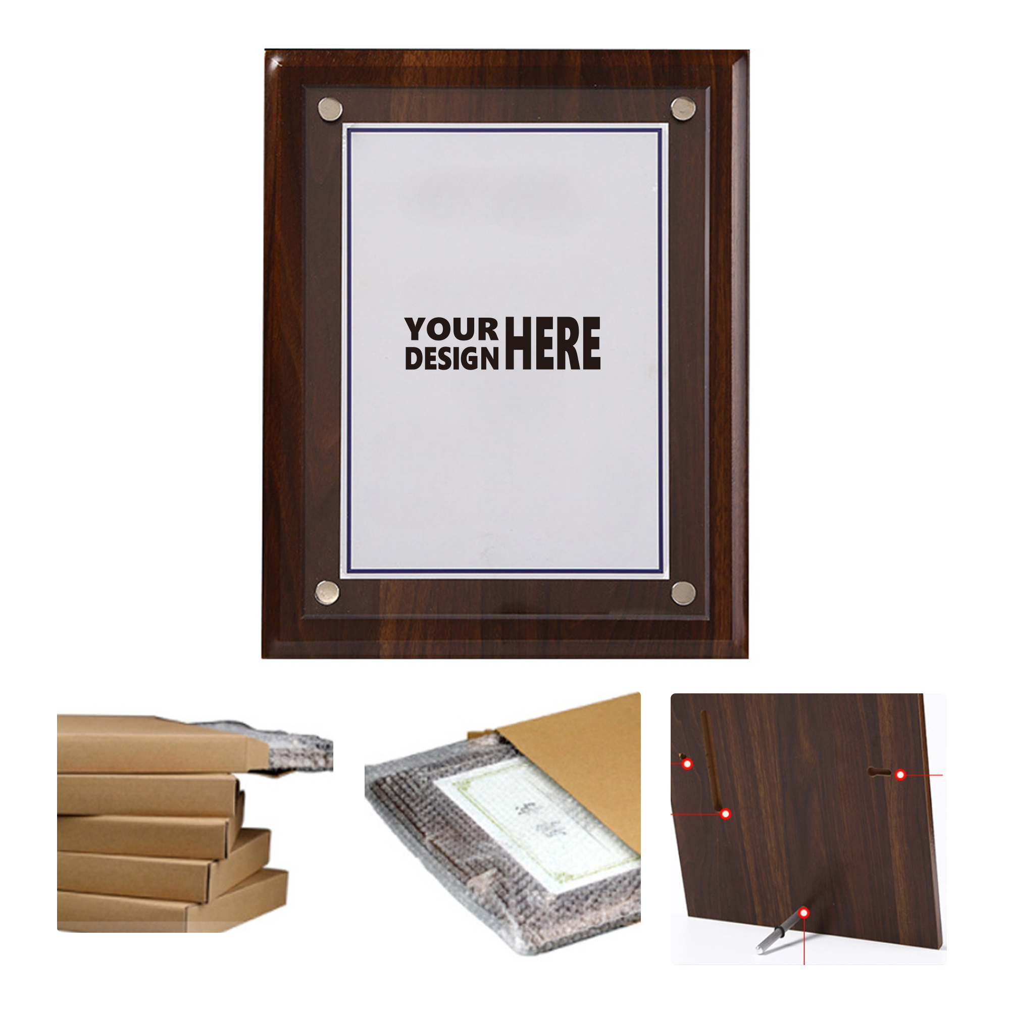MOQ50 Wooden Acrylic Award Plaque With Custom Logo