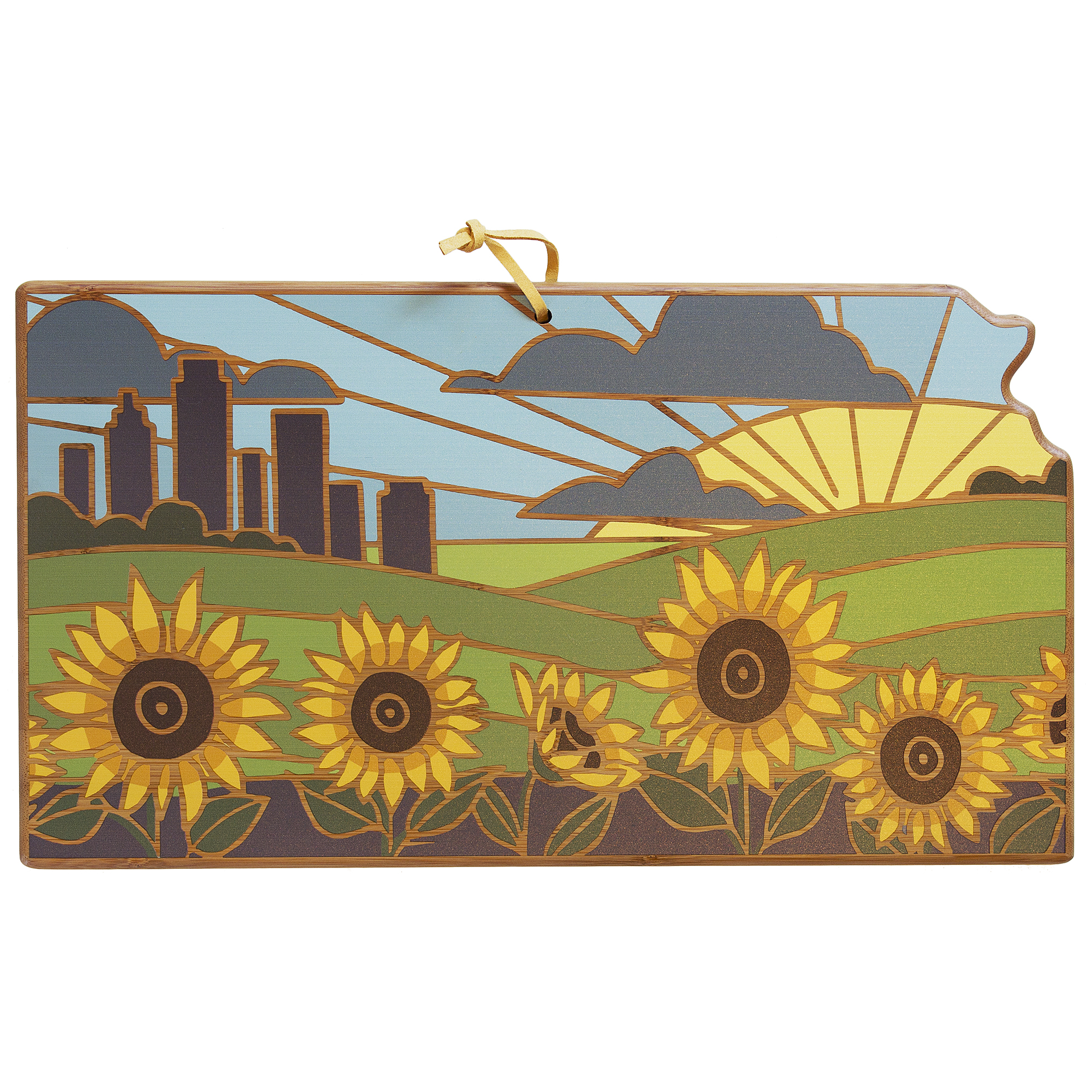 Kansas State Shaped Serving and Cutting Board with Artwork by Summer Stokes