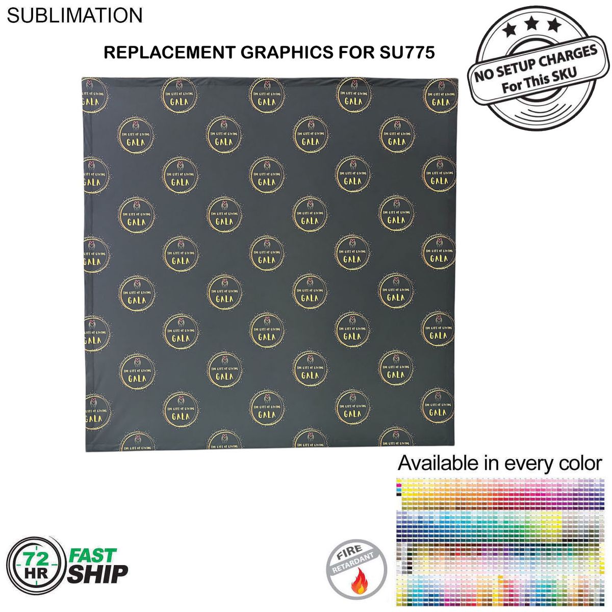 fiel 72Hr Fast Ship - Replacement Graphics for 7.5' Straight Wall Tension Fabric with Velcro on the back. #SU785-2
