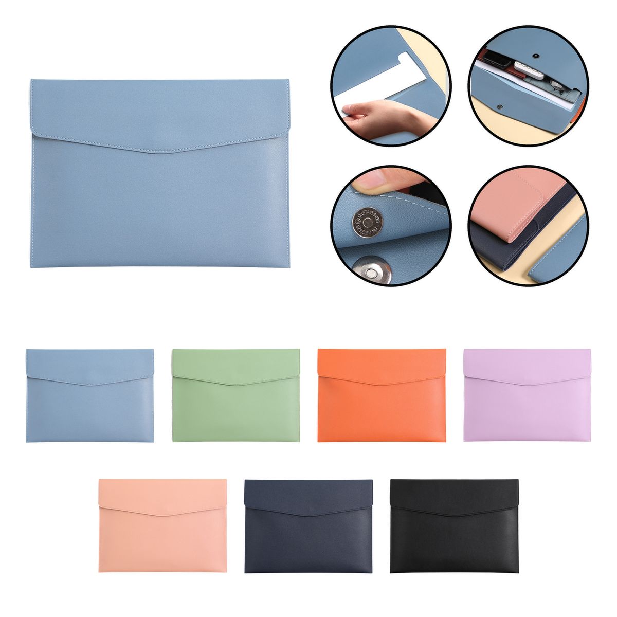 Magnetic Snap PU Document Envelope