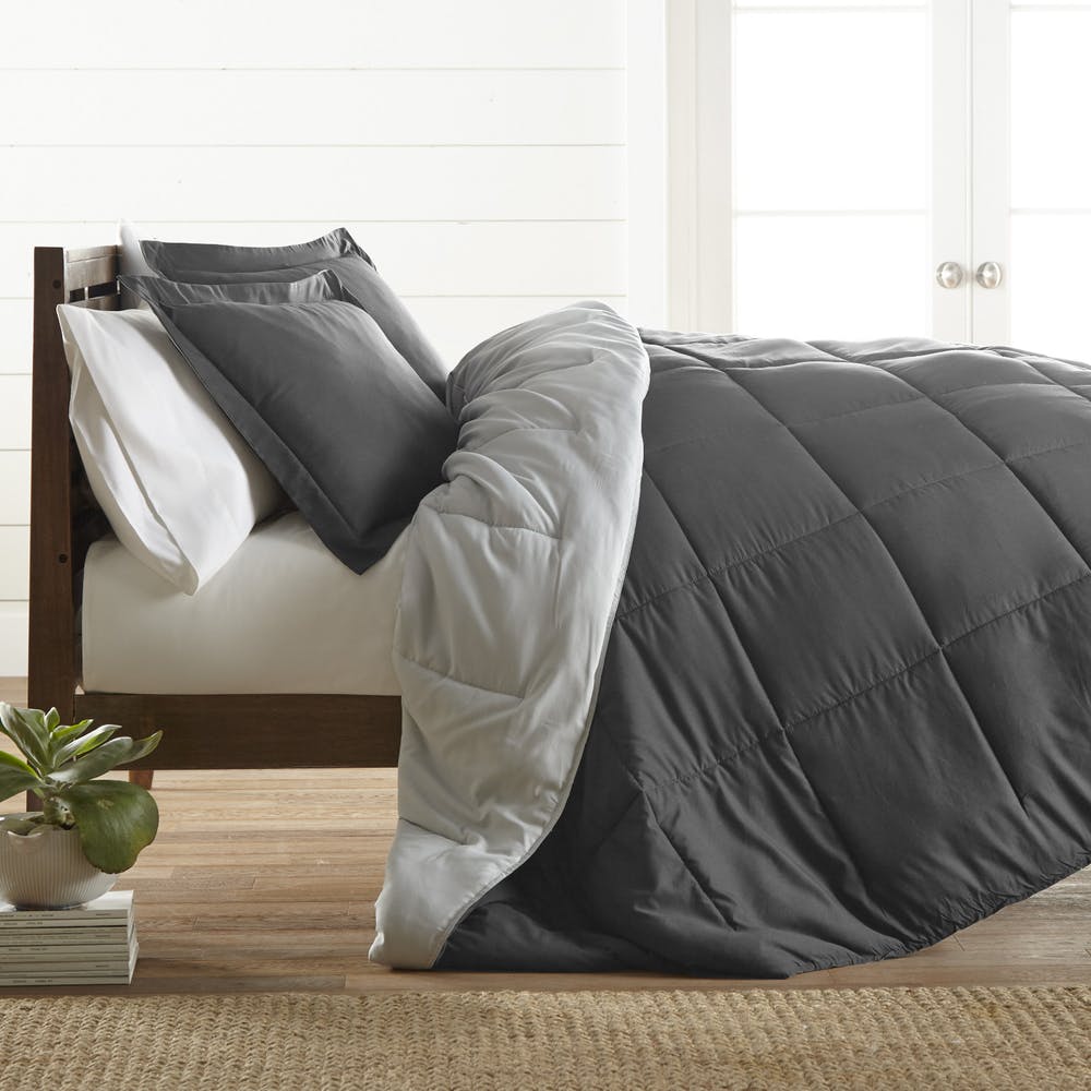 Down Alternative Comforter Sets - Gray Queen Reversible 2