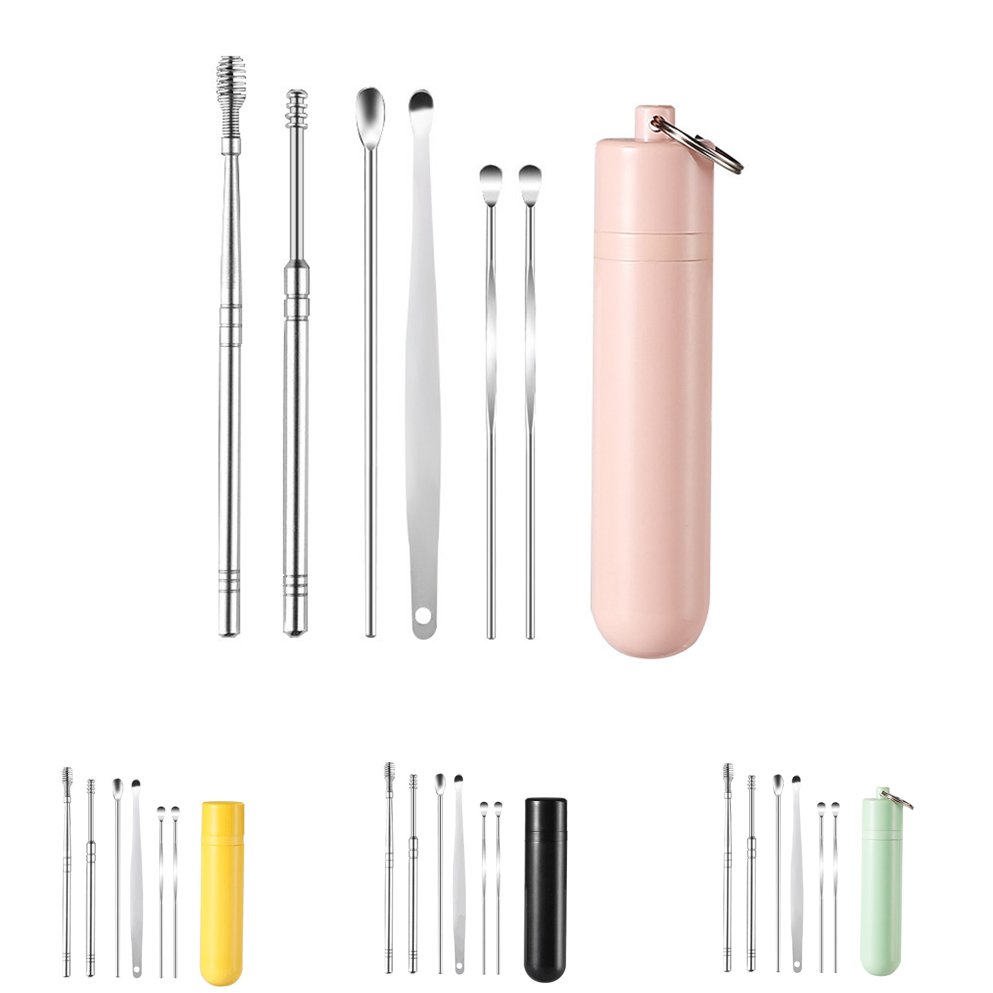 Portable 6Pcs Stainless Steel Ear Scoop Set W/ Storage Box 3