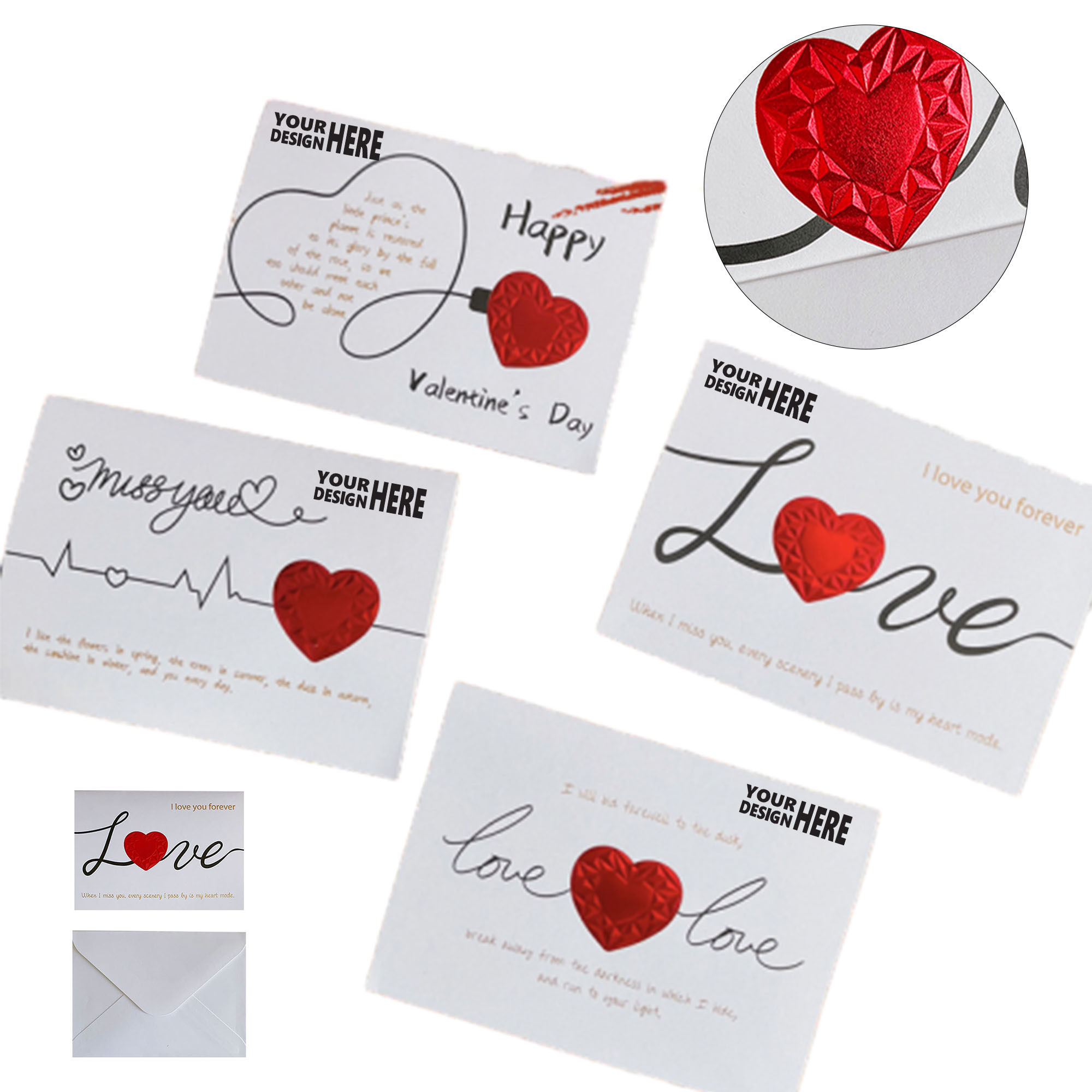 Customizable 3D Love Valentine's Day Card With Envelope 3