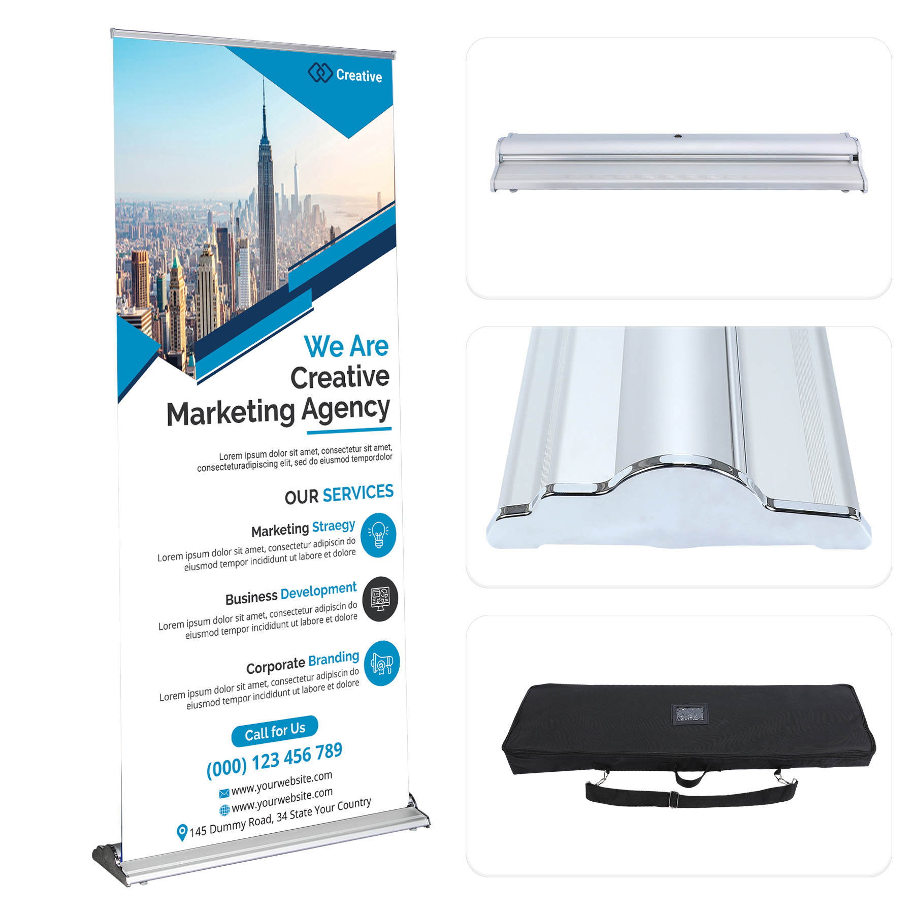 Heavy Duty 33.5" X 80" Retractable Banner Stand