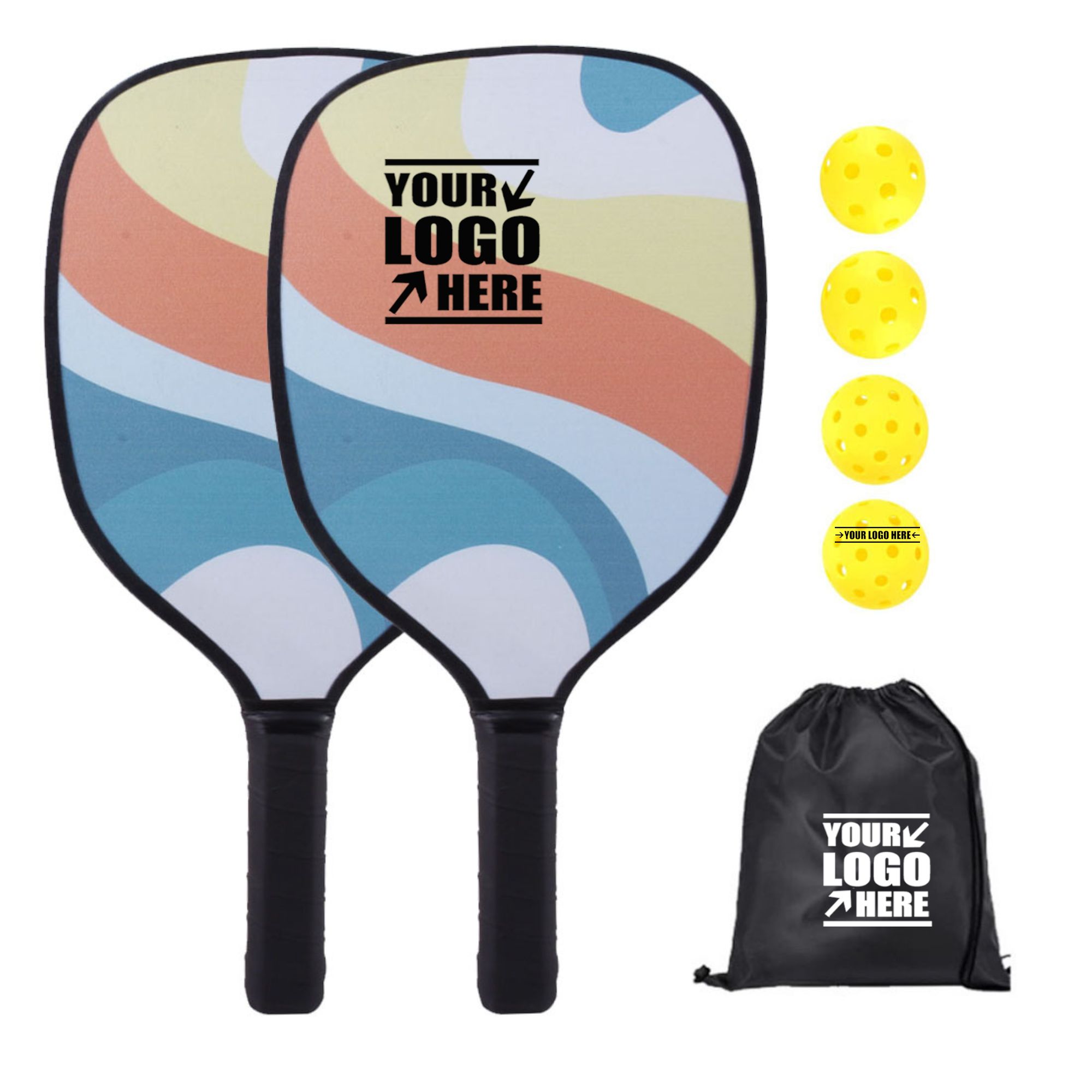 2 Pickleball Paddles and 4 Balls Set with Drawstring Bag 5