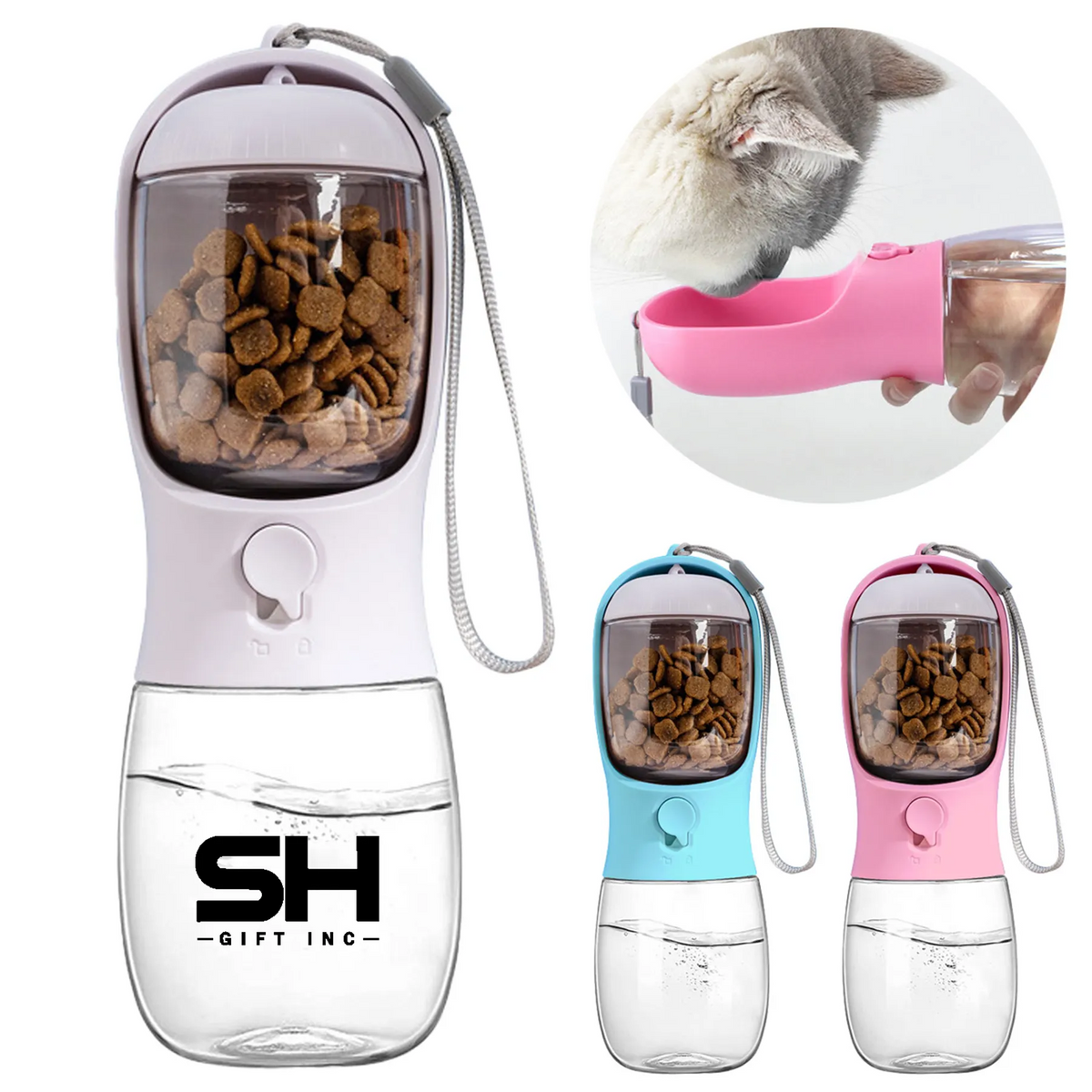Portable Pet Water Bottle with Food Container