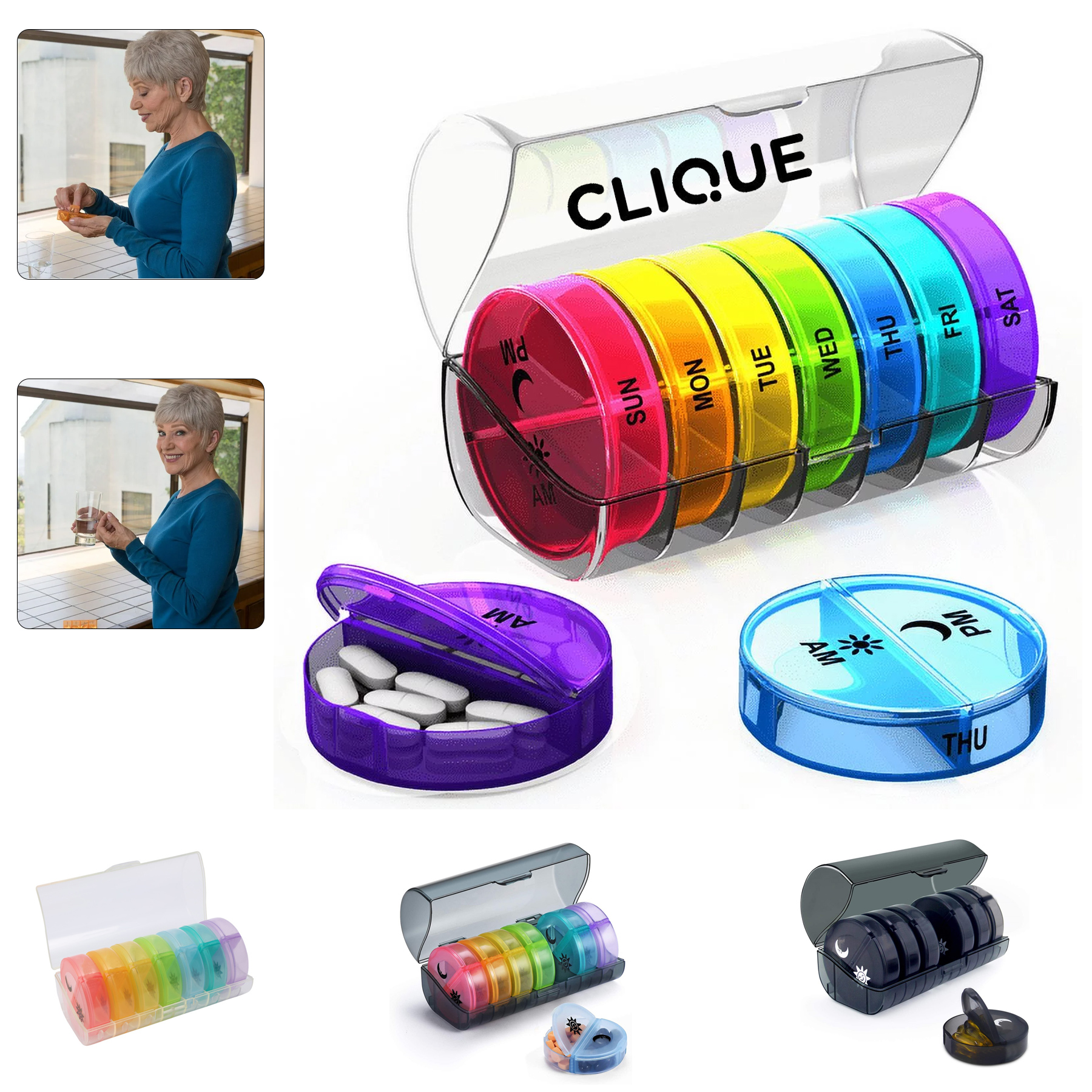 Small 7 Day Weekly Tower Pill Box Organizer 6