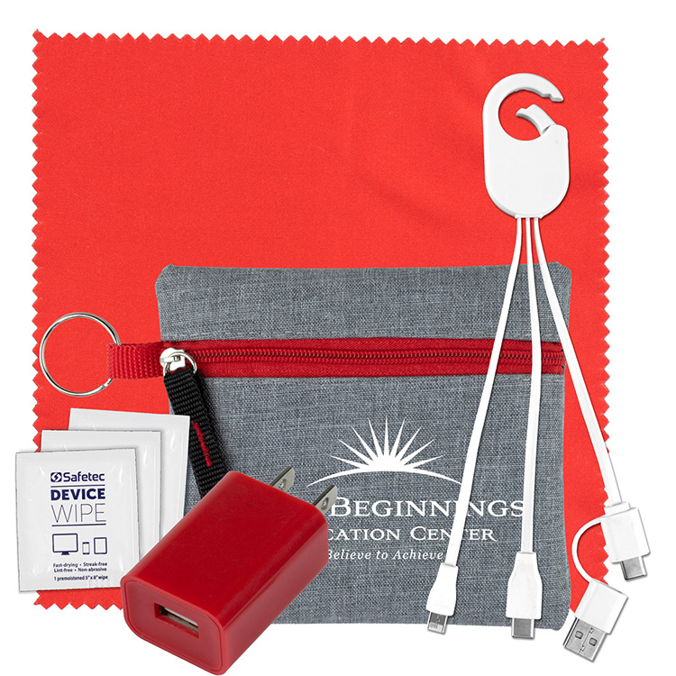 "Sundale" Mobile Tech Kit Charging Cables, Microfiber & Charging Cables in Zipper Kit 5