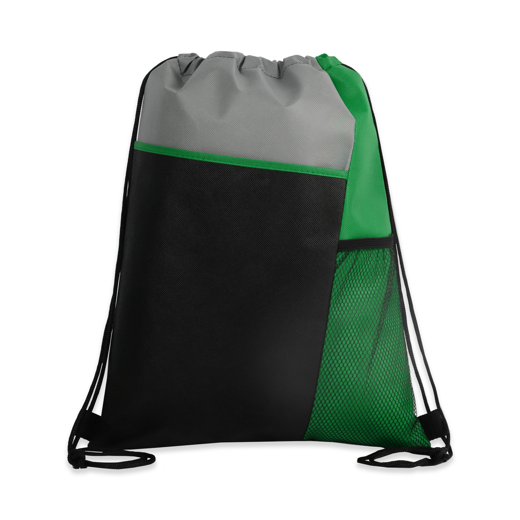 Tri Color Drawstring Backpack with Front Mesh Pocket 80