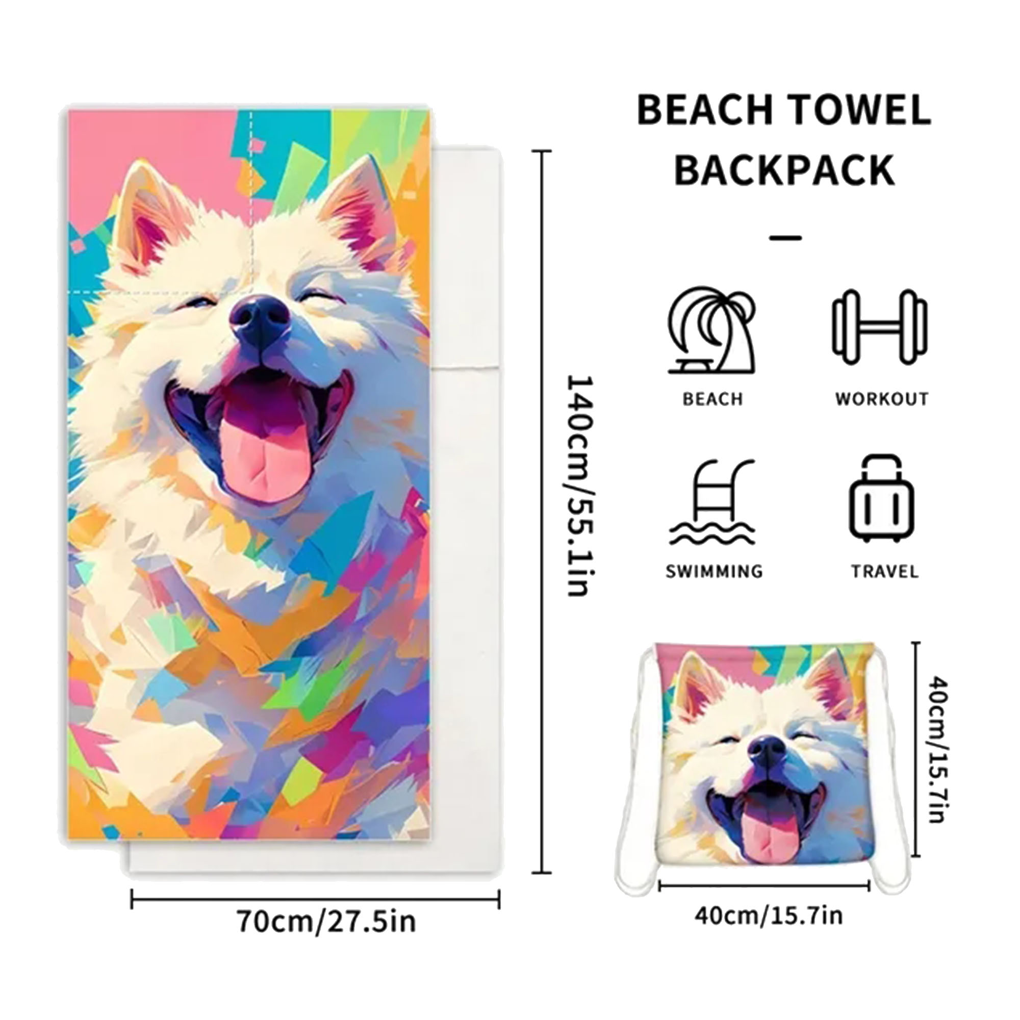 2-In-1 Beach Towel Folds As Bag 7