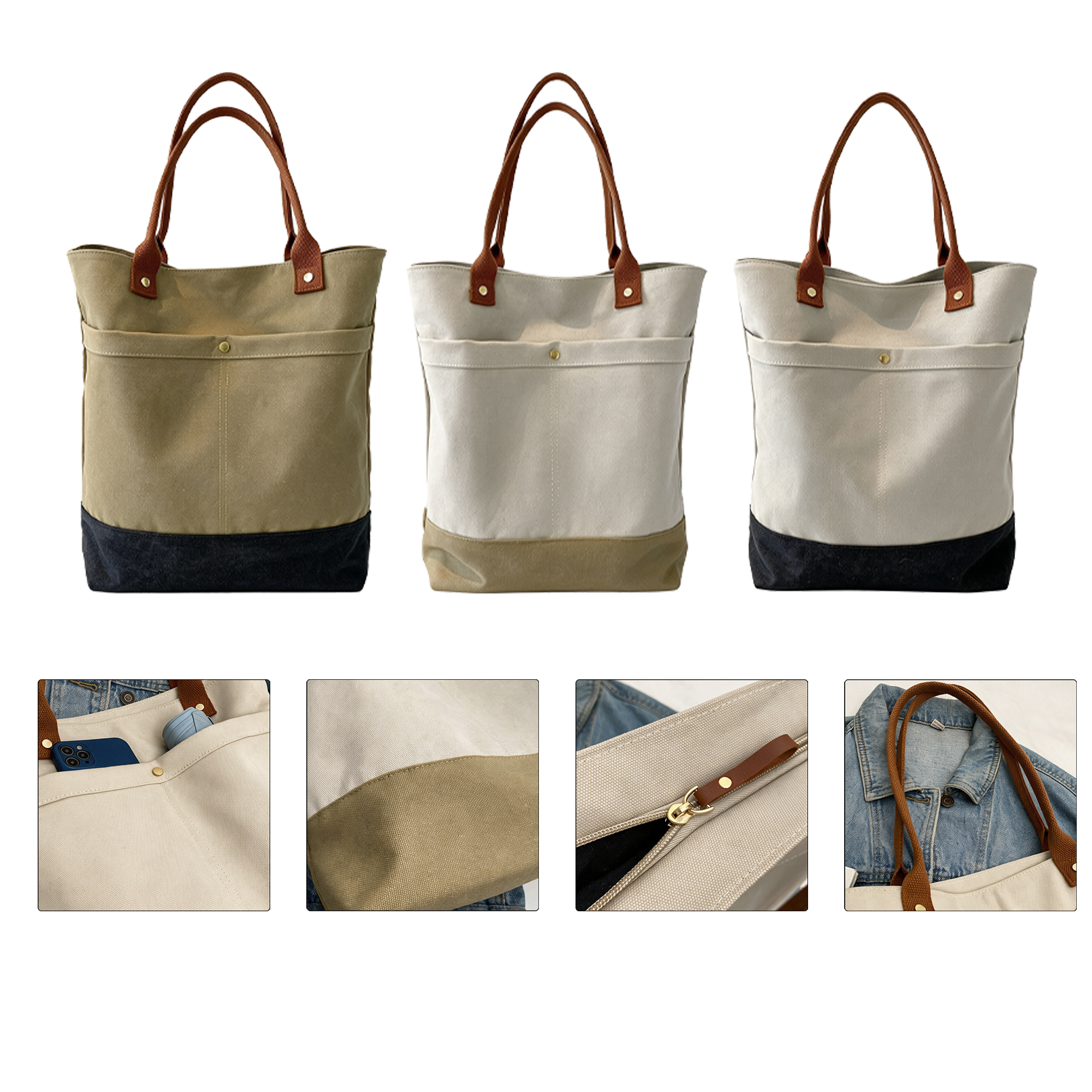 Casual Canvas Shoulder Tote Bag, custom tote bag with logo imprint 2