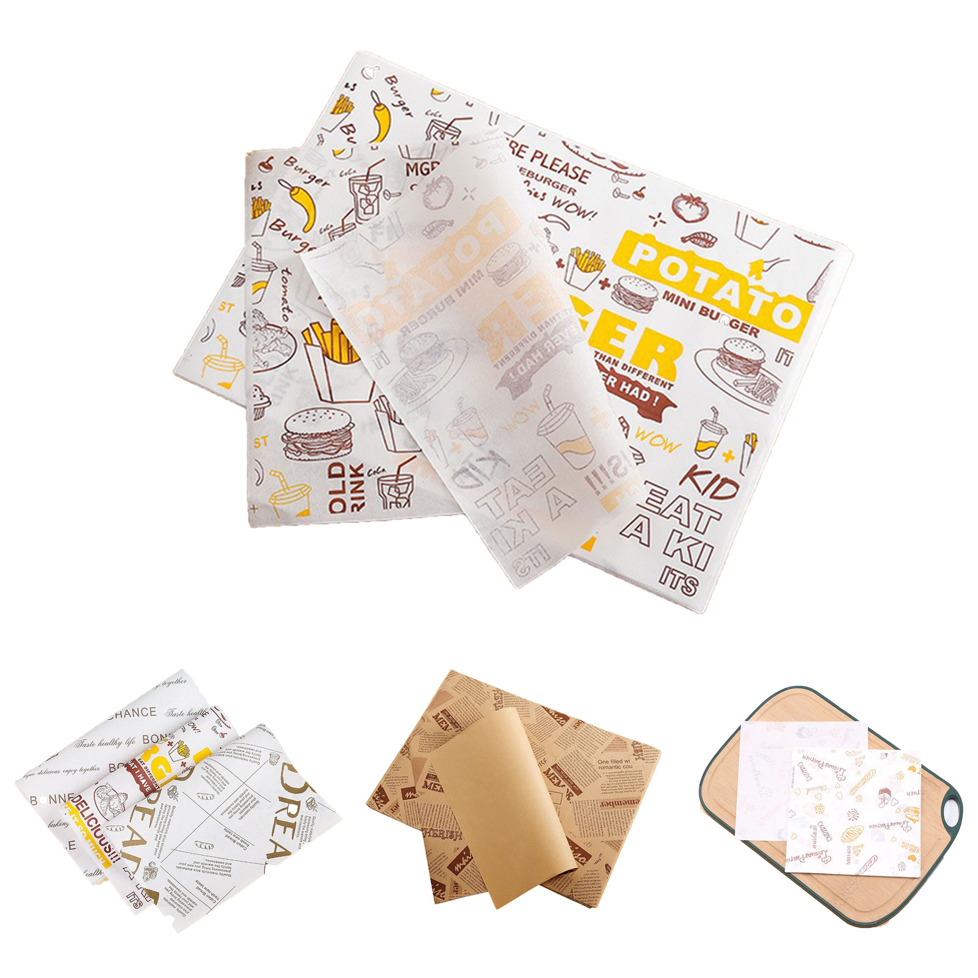 10 inches Custom Food Wrap Paper MOQ 100 PCS 6