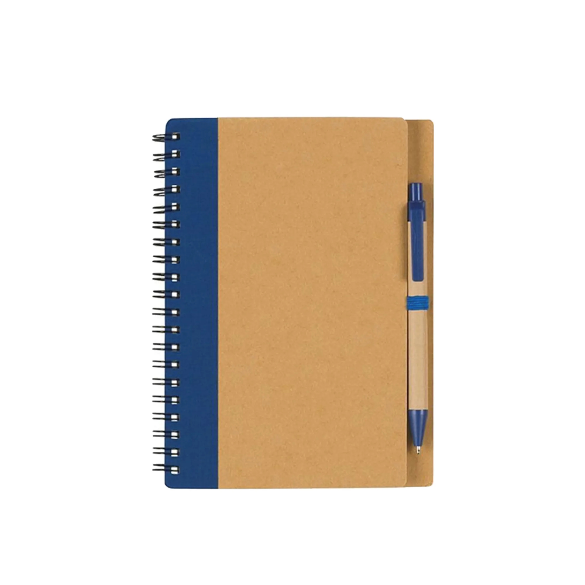 5" x 7" Soft Cover Kraft Spiral Notebook With Pen In Holder 18