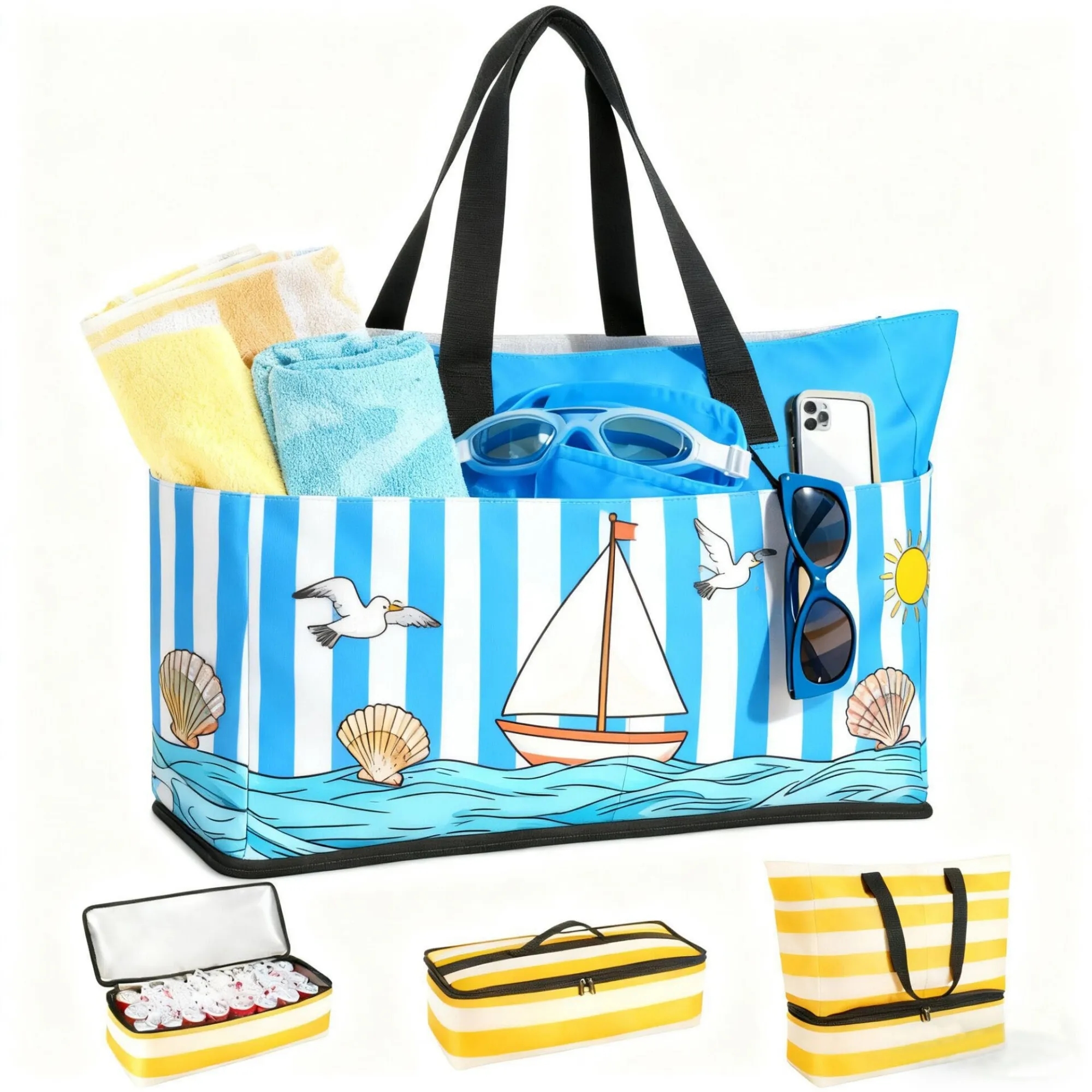 Waterproof and Sandproof Beach Bag with Detachable Cooler 21