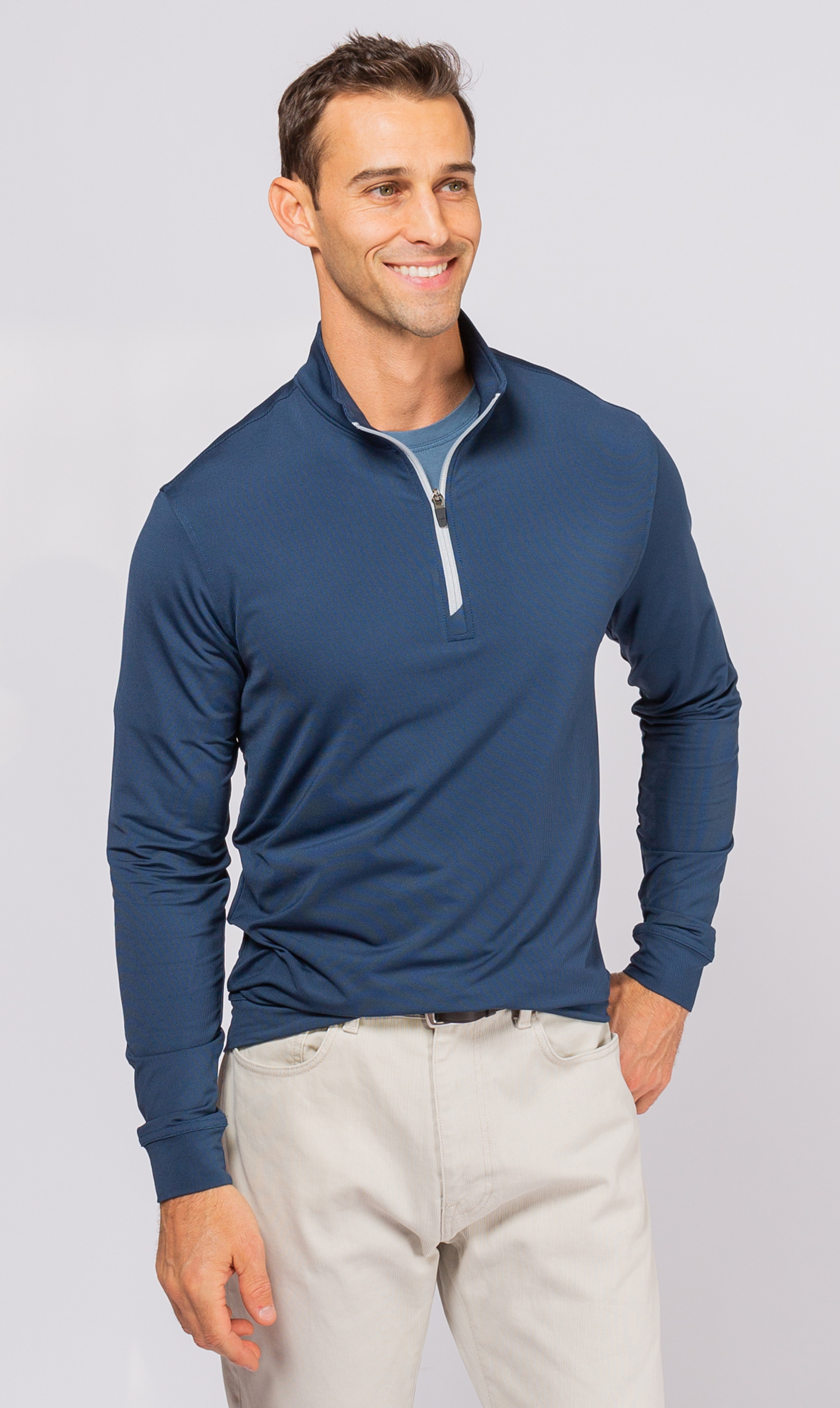OOBE Men's Durant Striped Quarter Zip Pullover