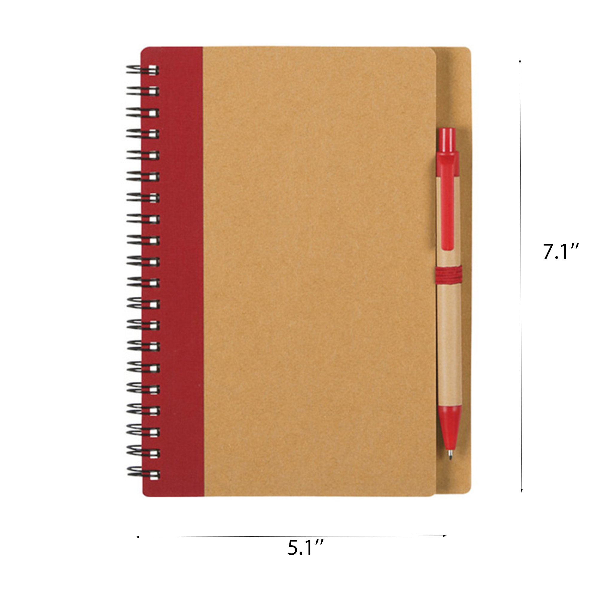 Spiral Binding Kraft Notebook with Pen Eco Paperboard Set 5