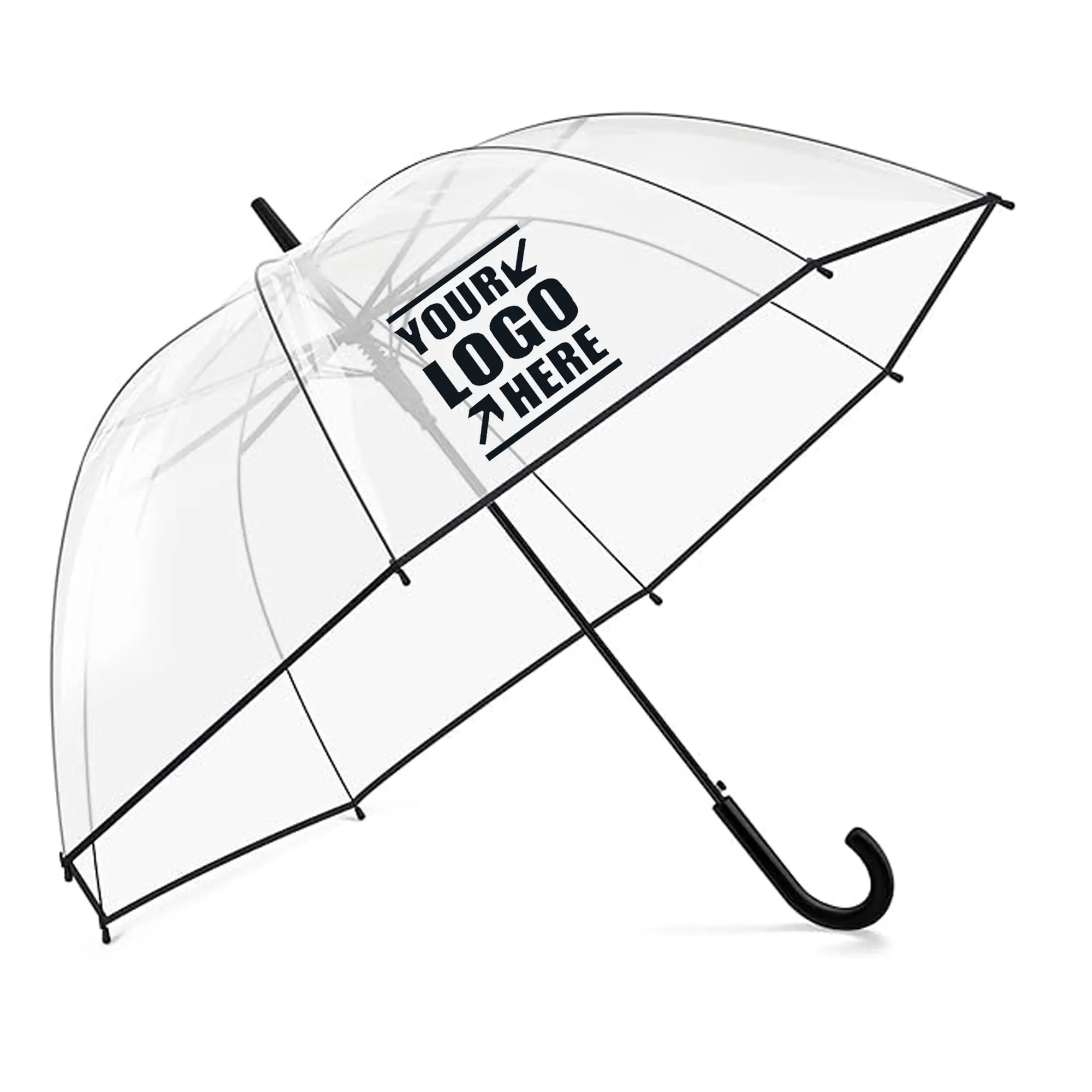 47" Arc Clear Bubble Dome Umbrella with J Hook Handle 4