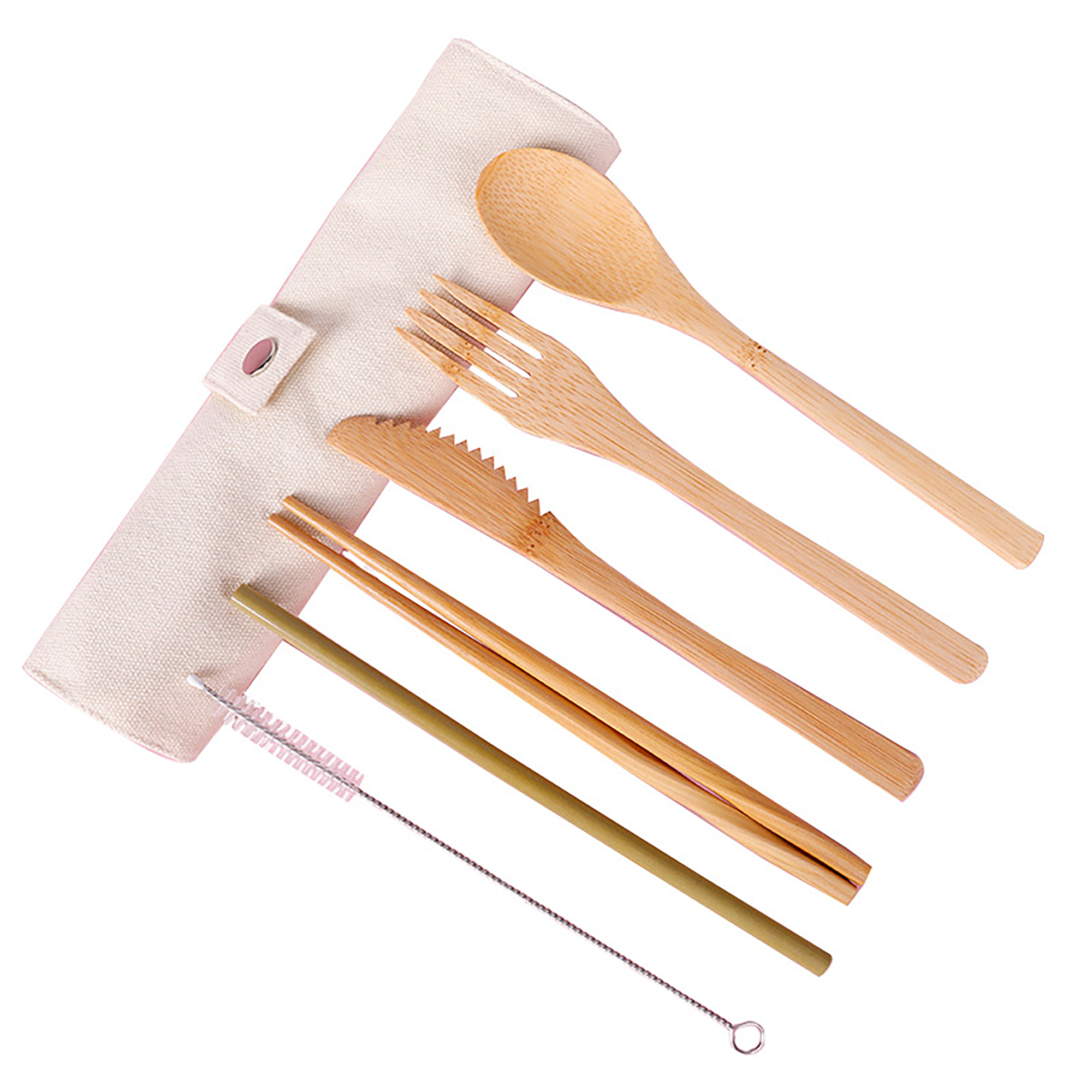 Bamboo Travel Utensil Set with Pouch 13