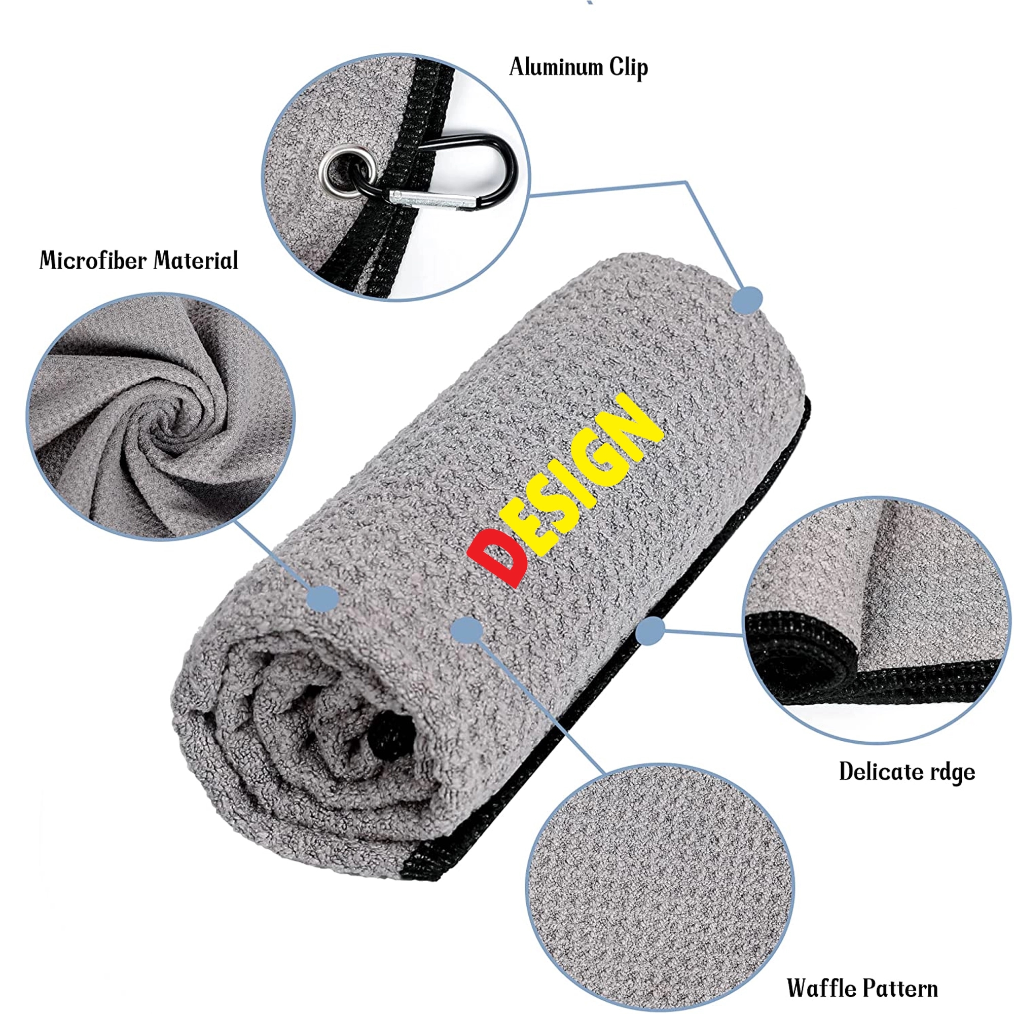 11.9"x11.9" Microfiber Waffle Weave Golf Towel 7
