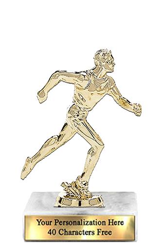 Trophy: 7", 2x3 white marble base, Running Male Go