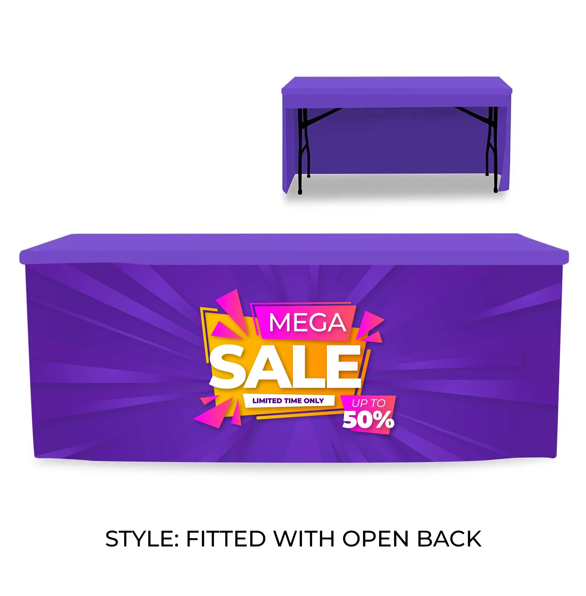 8' Table Cover Fitted Throw w/ Open Back