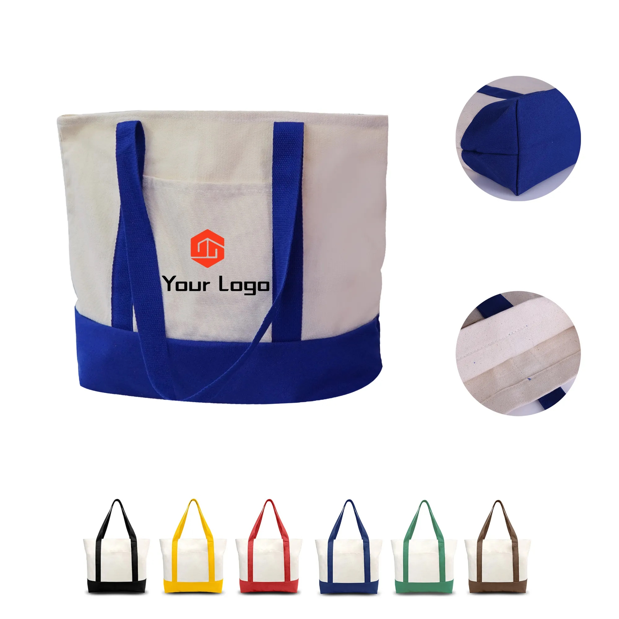 Full Color 12oz Canvas Tote with Bottom, custom tote bag with logo imprint 4