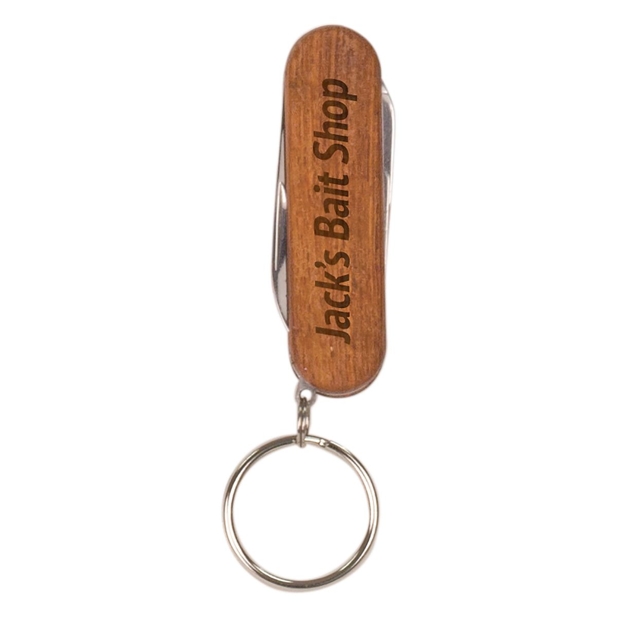 2 1/4" Wooden 3-Function Pocket Knife with Keychain 3