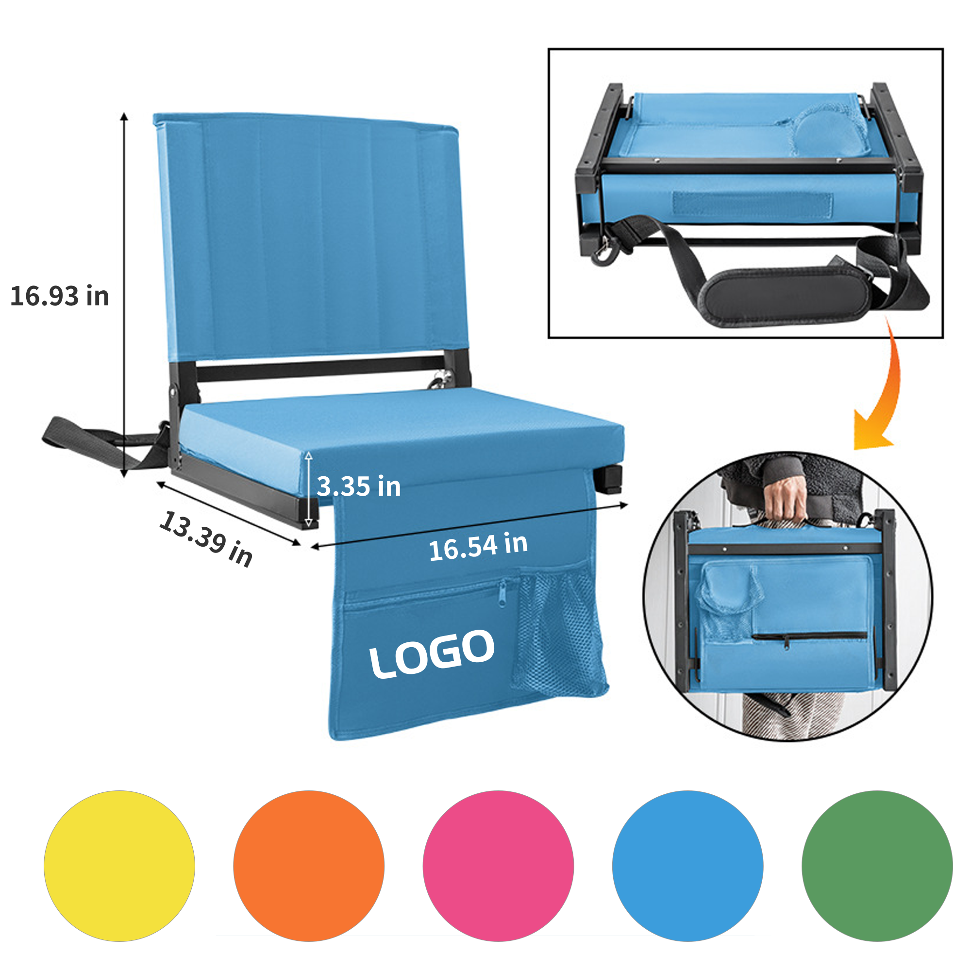Custom Iron Oxford Fabric Bleacher Chair 3