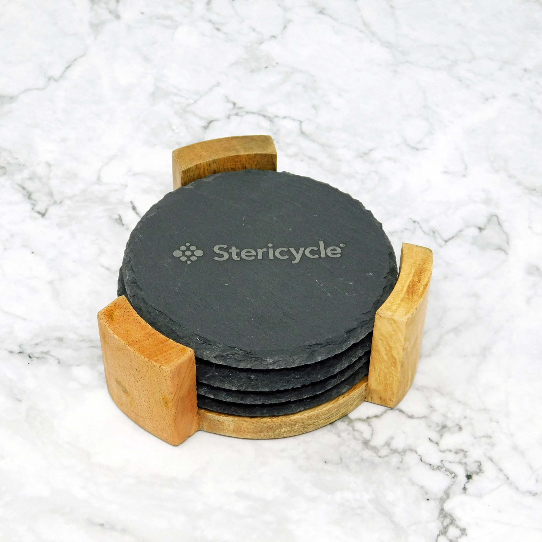 4 Pc. Slate Coaster Set with Wood Stand 10