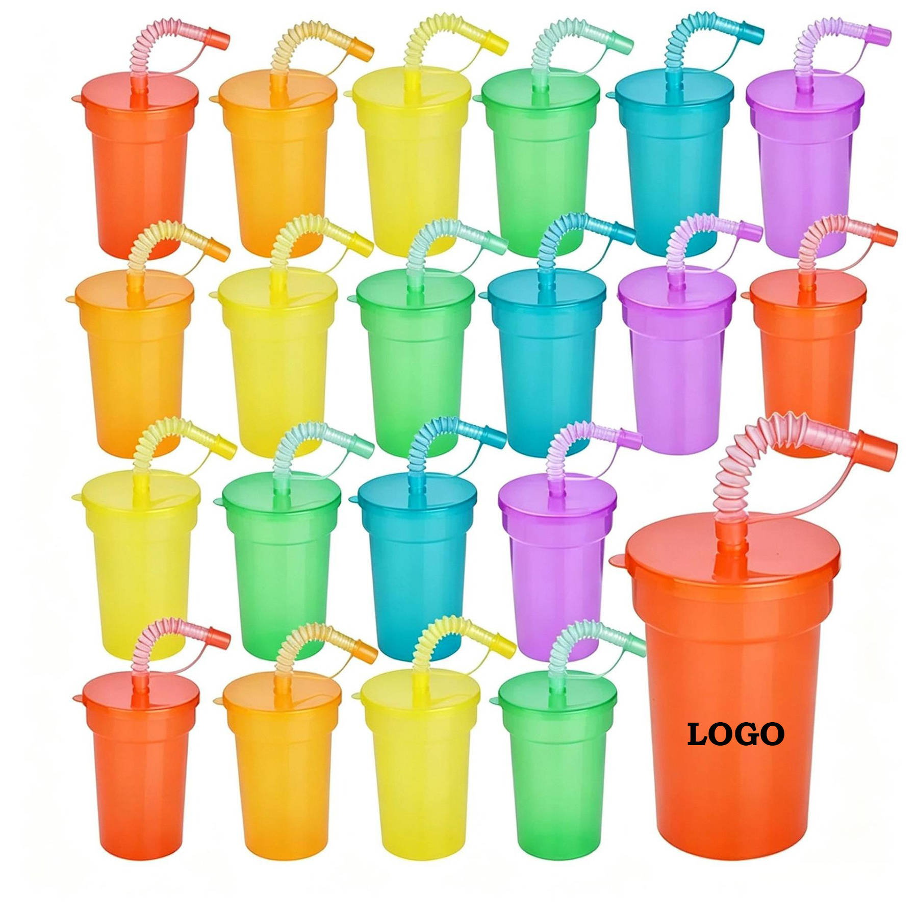 12oz Plastic Party Cup with Lid and Flexible Straw 2
