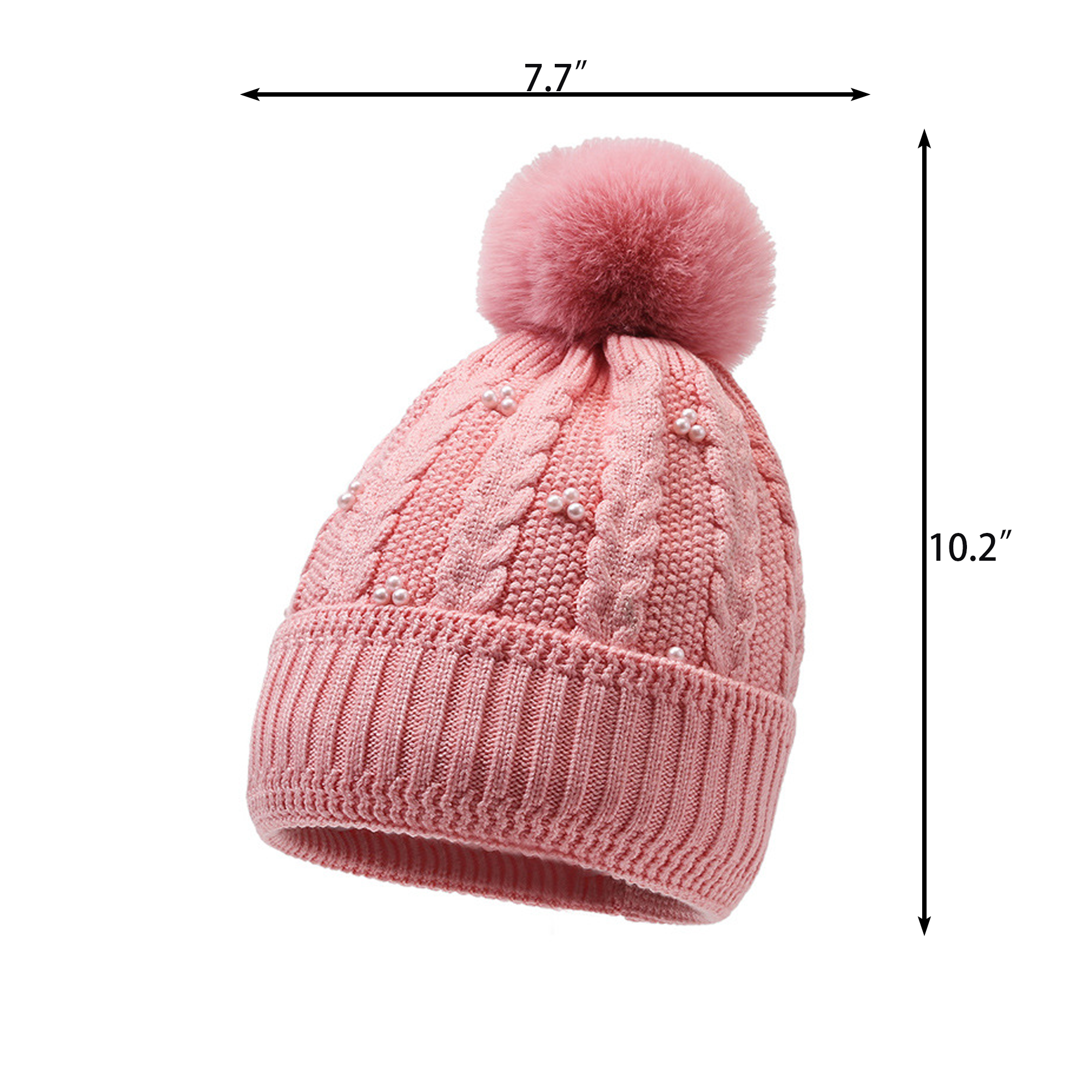 MOQ50 Women's Cold-Proof Knit Hat (Plush Balls) 13