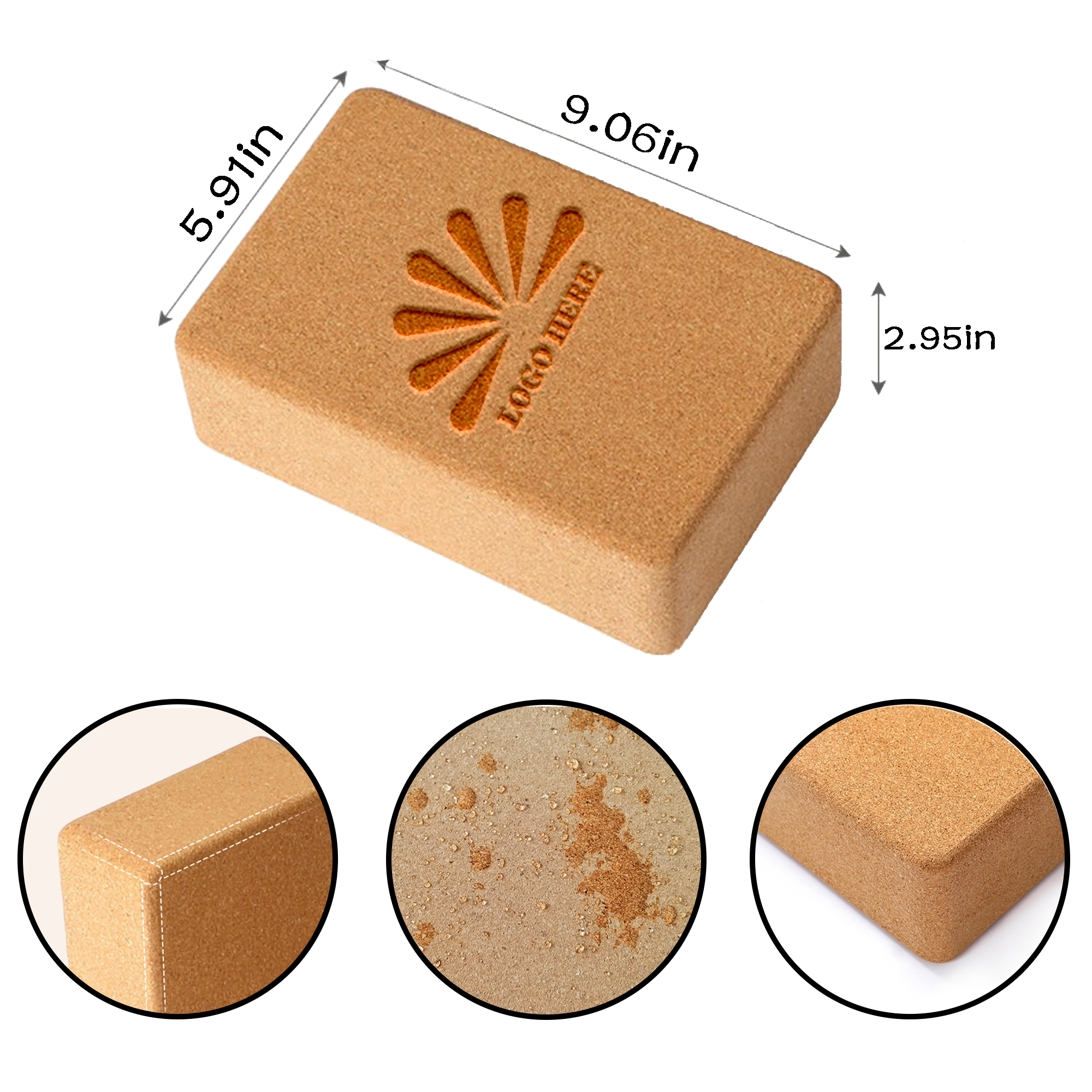 MOQ 20 PCS High-Density Cork Yoga Brick 4