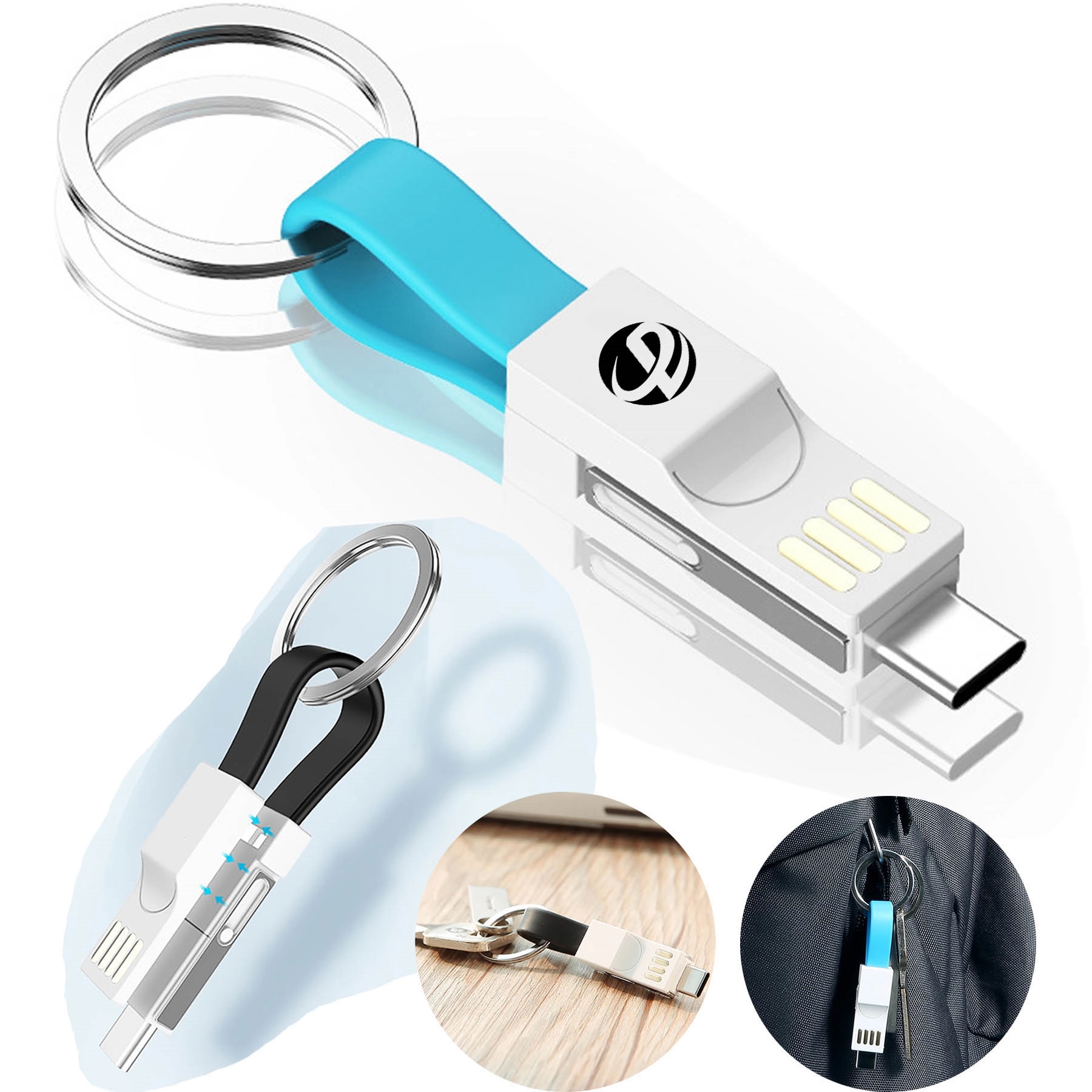 Lightning Cable Keychain 3in1 Short Fast Charging Cord