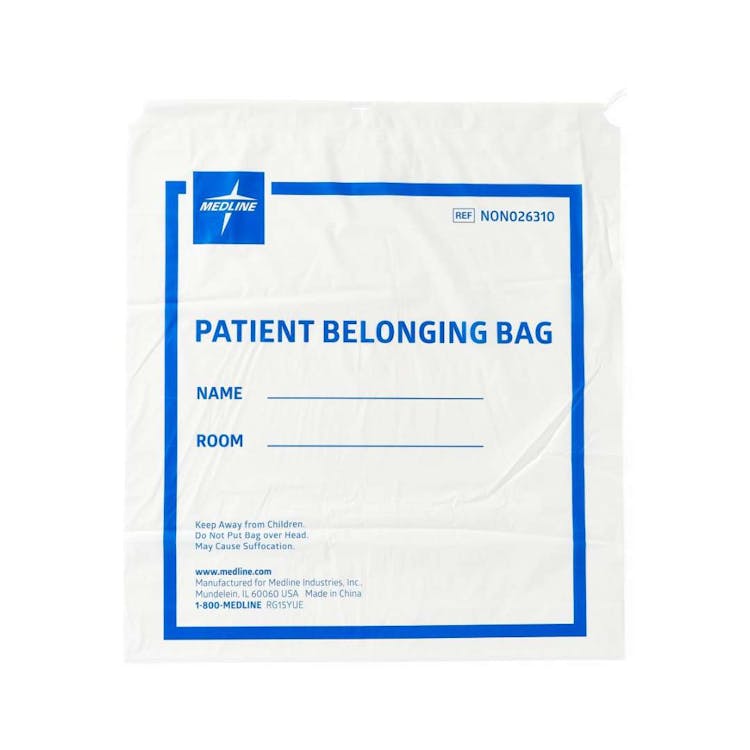 Drawstring Patient Belonging Bags 18" x 20" - White 3
