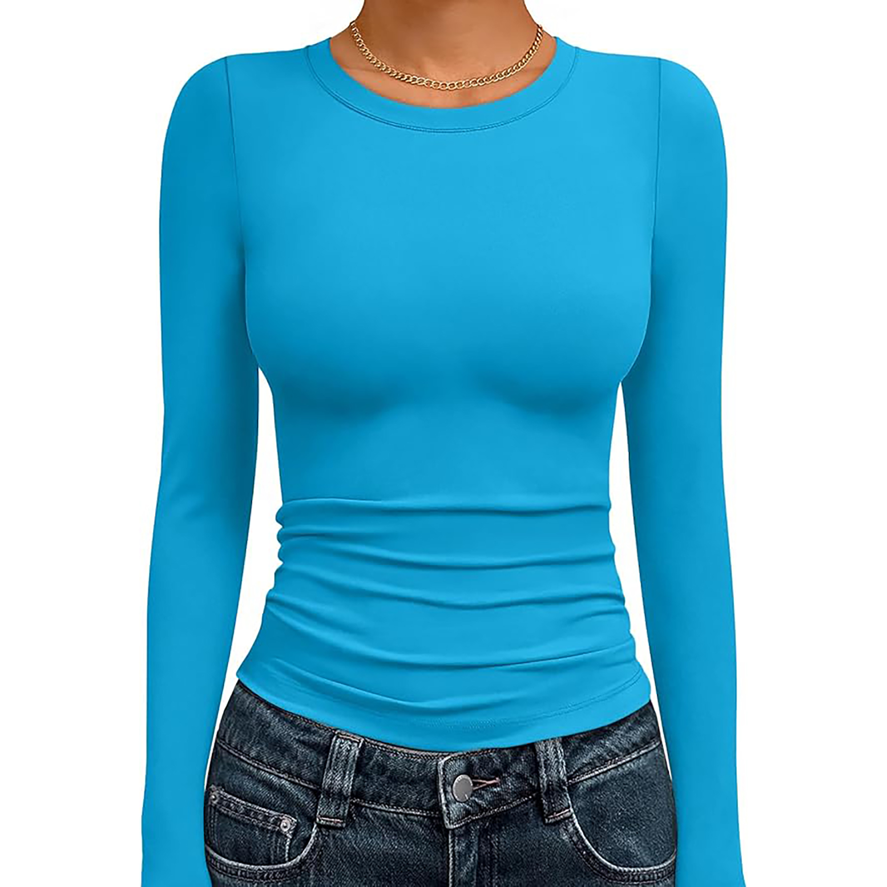 Women's Basic Round Neck Crop Top 92