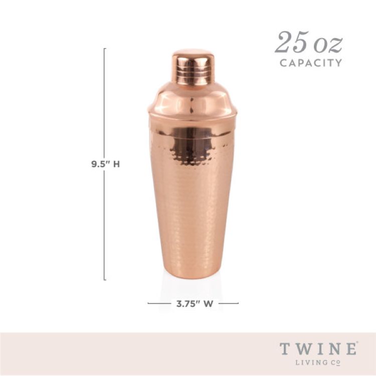 Twine Living Hammered Copper Cocktail Shaker #4072 - Thumbnail 5