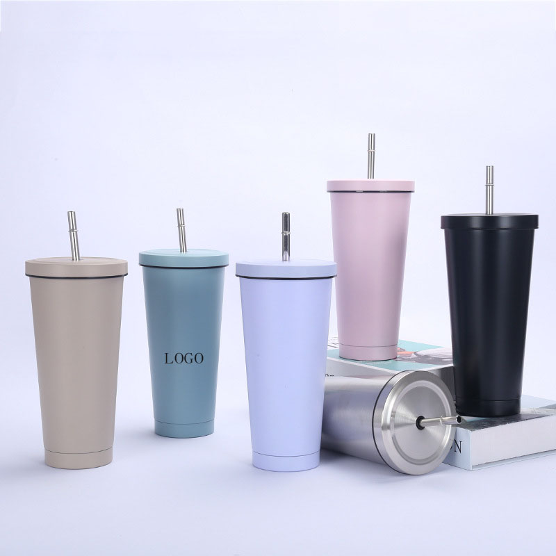 16oz. Stainless Steel Tumbler with Straw