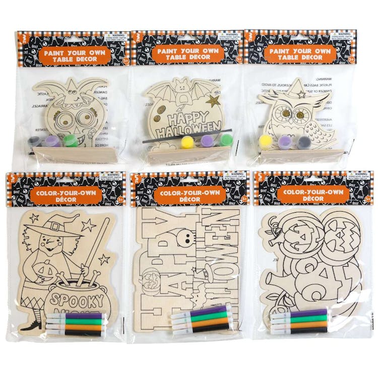 Halloween DIY Wood Plaque with Paint or Markers - Assorted 3