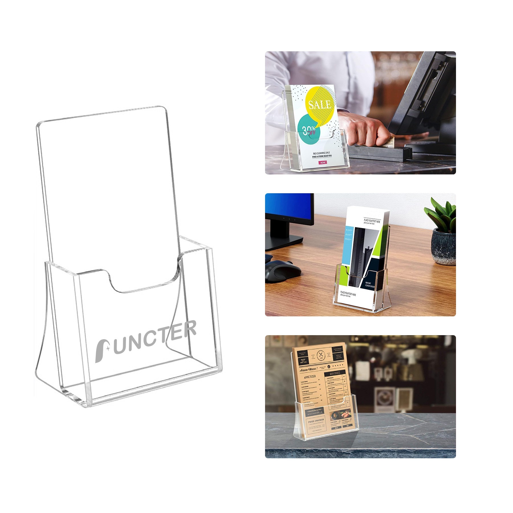 Clear Acrylic Brochure Holder 7.5 X 4.5 X 3"