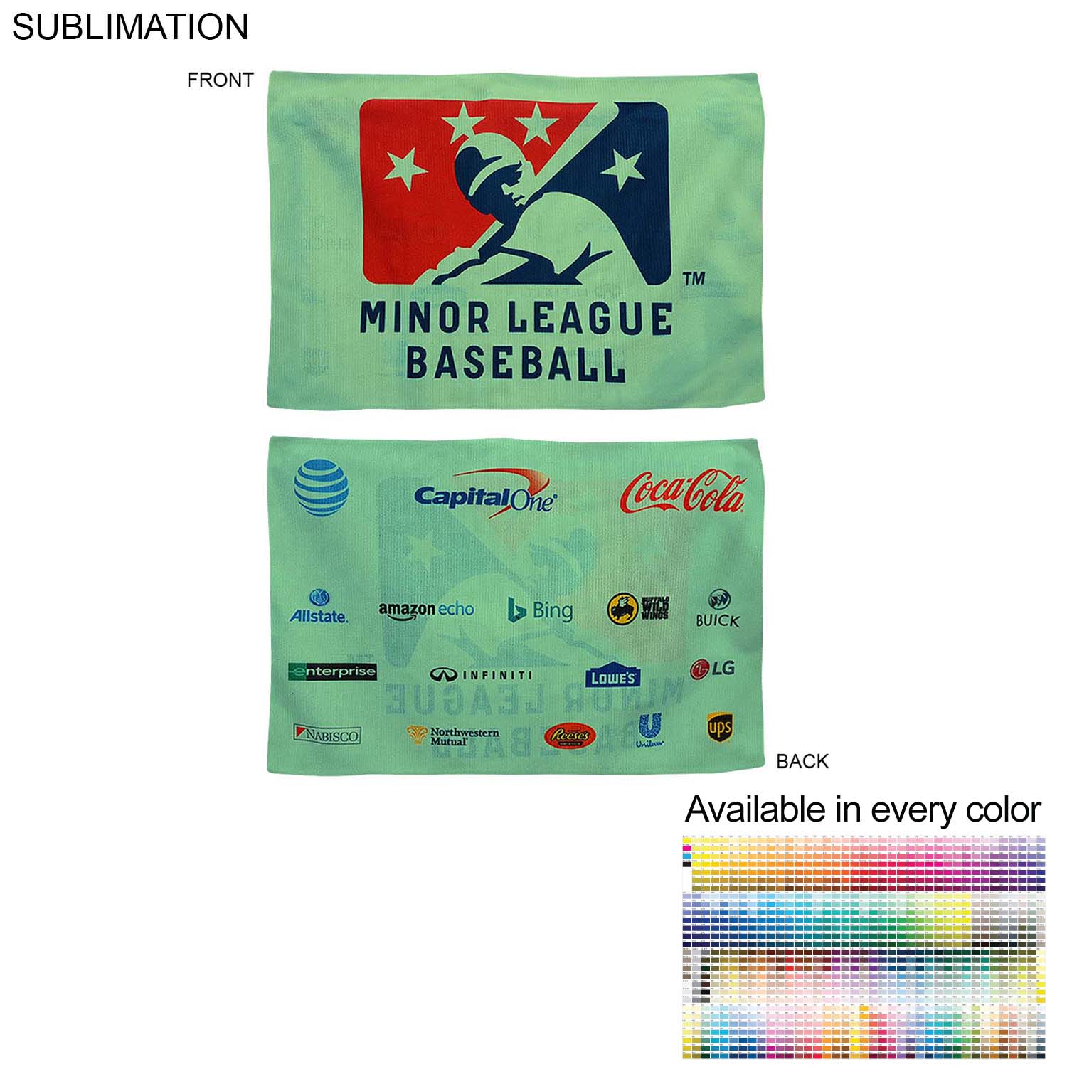 Microfiber Dri-Lite Terry Team and Sponsorship Towel, 12x18, Sublimated Edge to Edge 2 sides 18