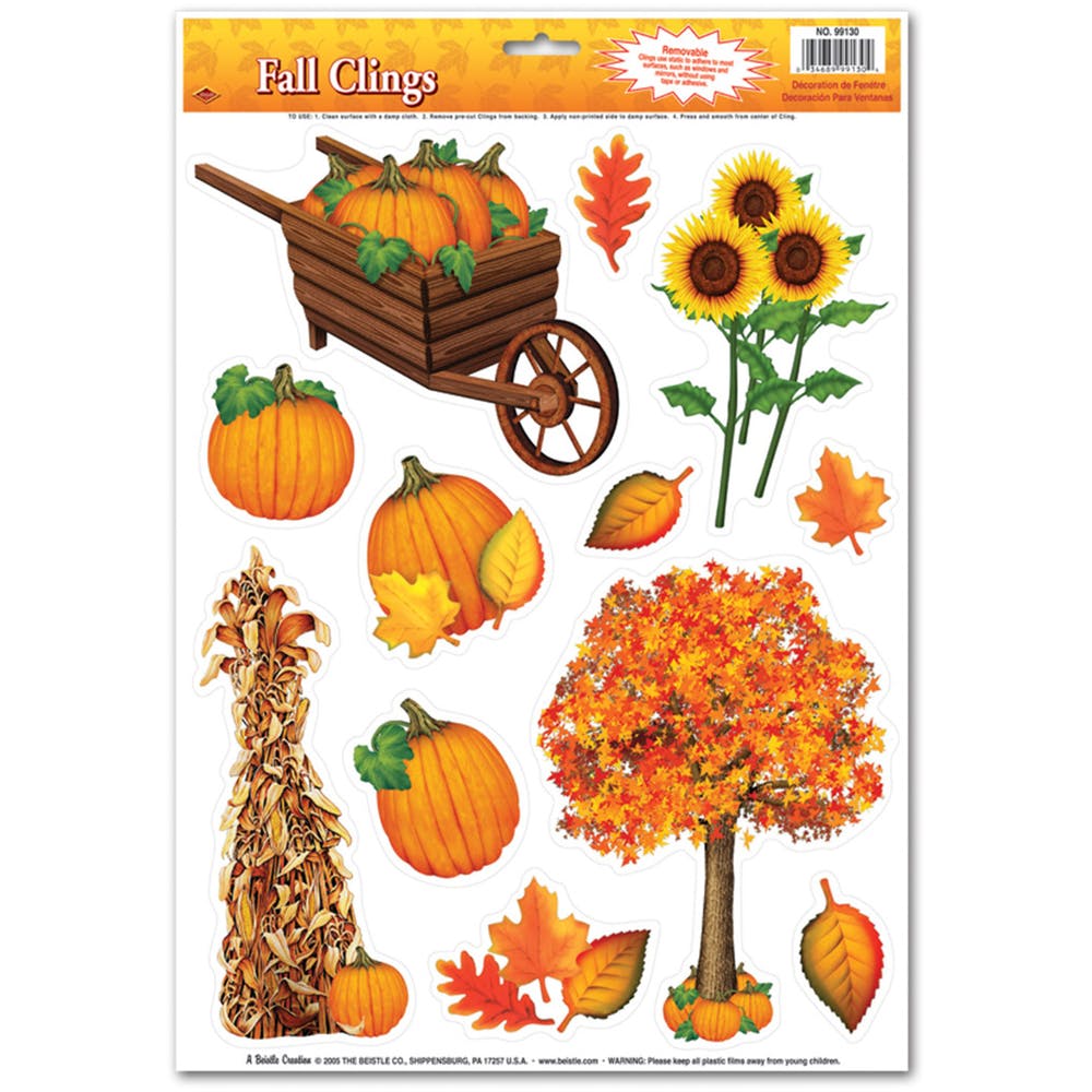 Fall Clings - 12 Stickers 12" x 17" 2