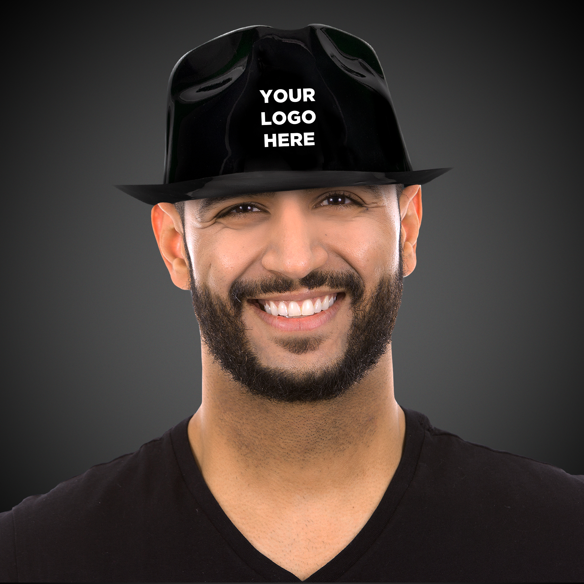 Black Plastic Gangster Fedora Hat 8