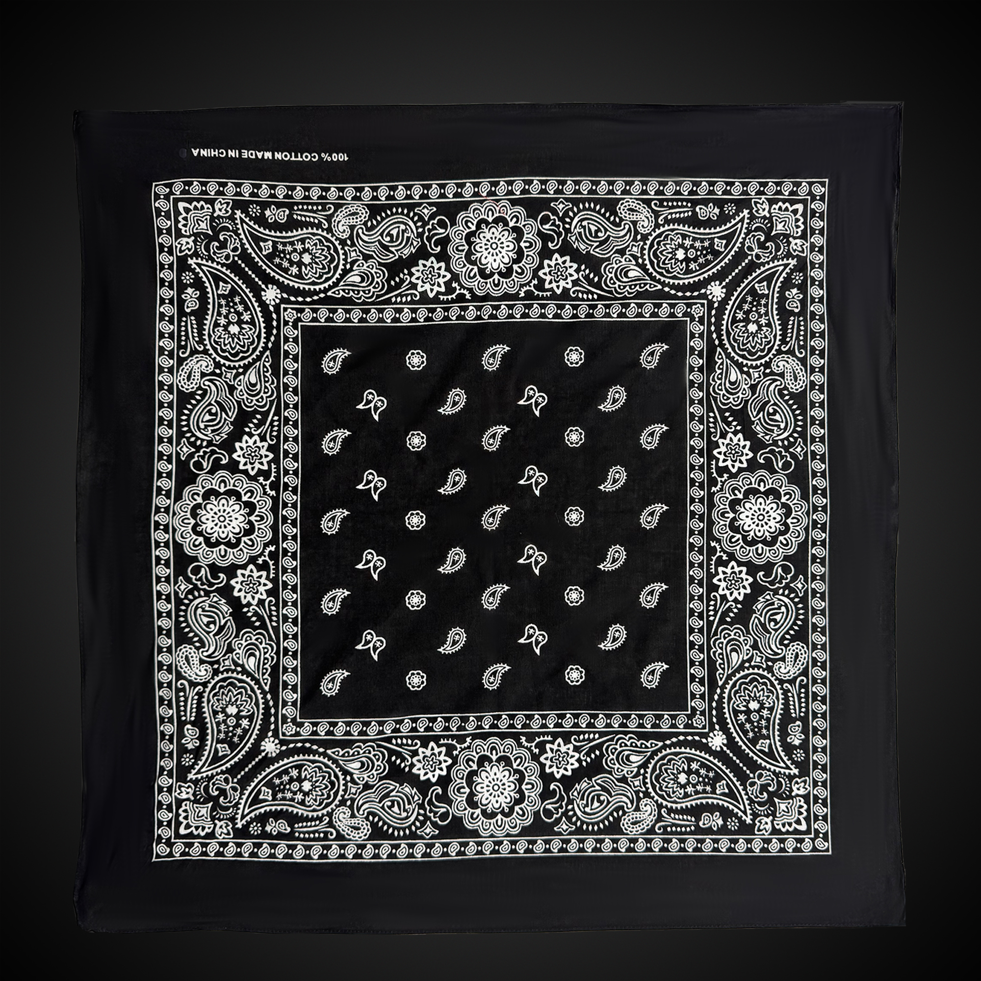 Black Cotton Bandana 22" x 22" 6