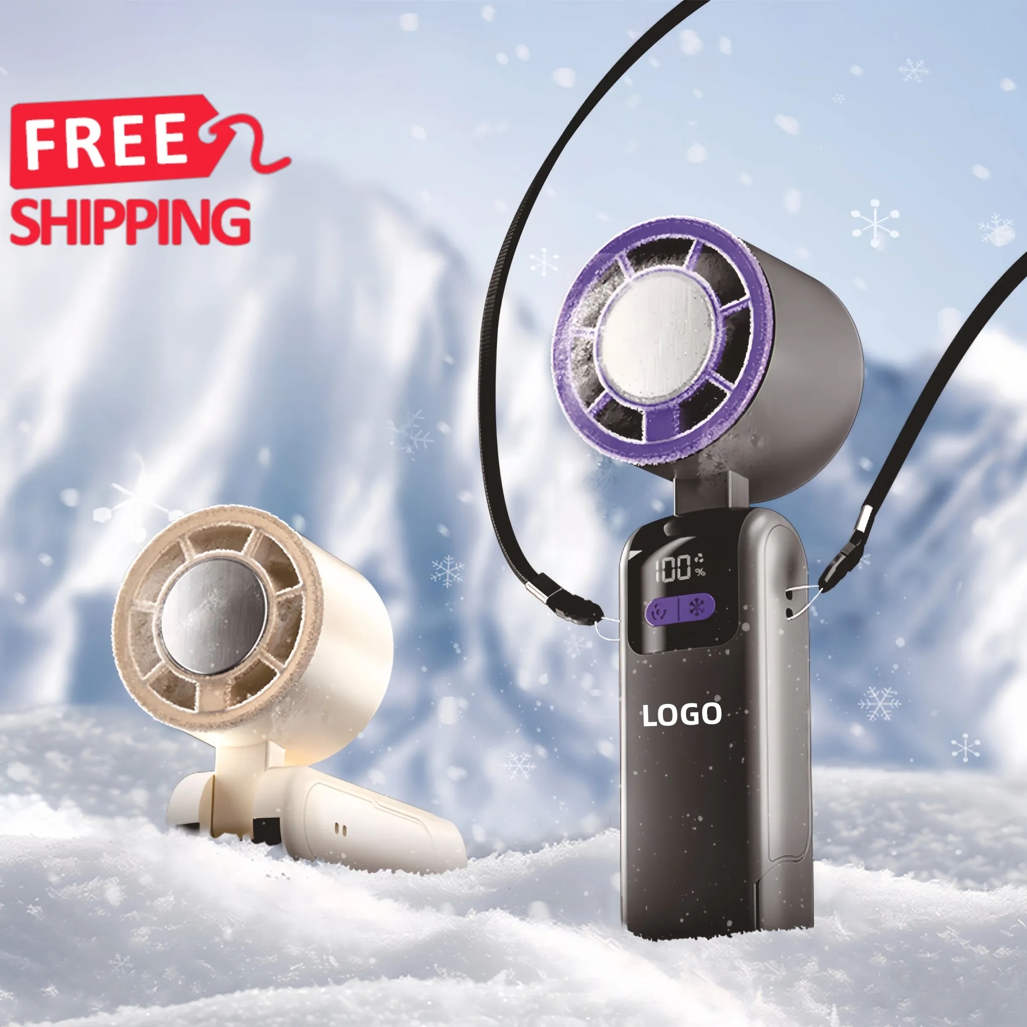 Turbo Rechargeable Handheld Fan With Lanyard