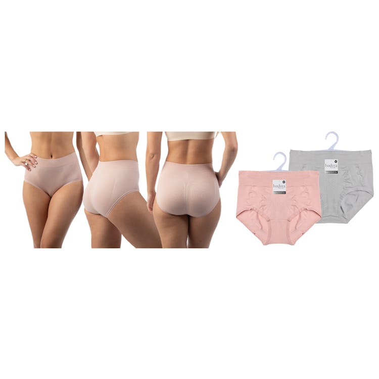 Women's Seamless Panties - M-XL Pink Gray Wide Waistband 2